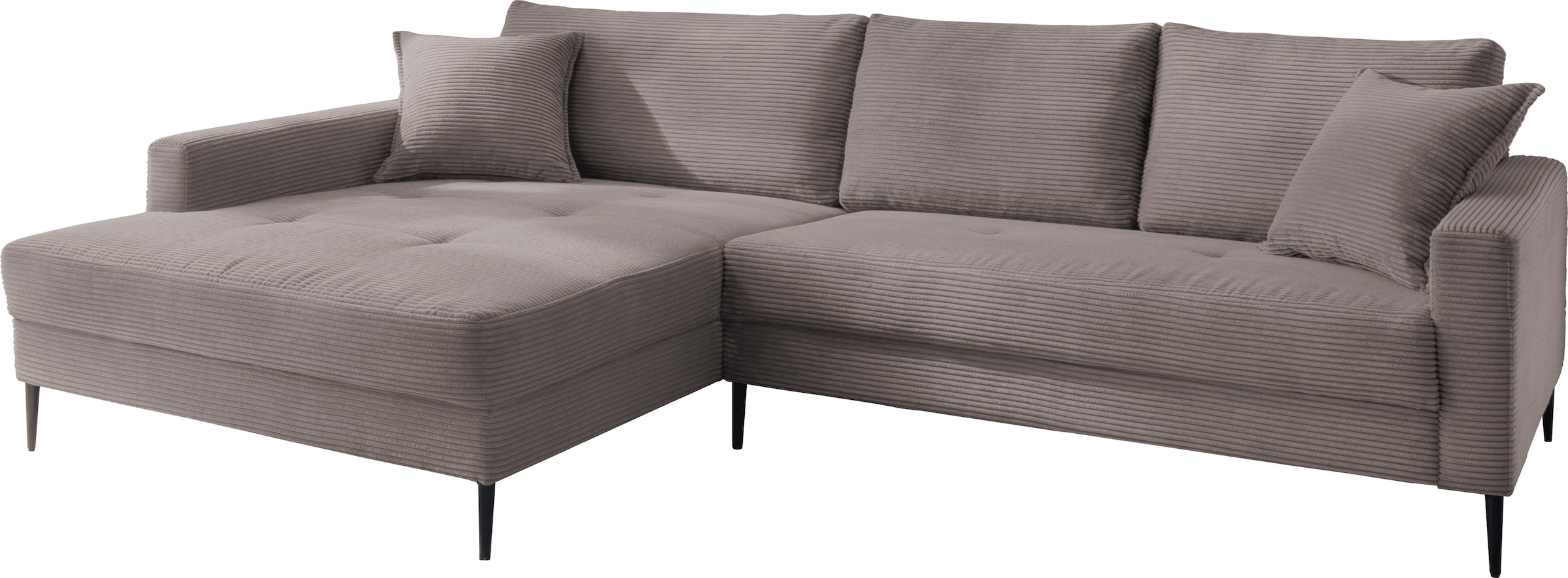 Trends by HG Ecksofa »SUMMER L-Form«, in Cord-Stoff mit Metallfuß, wahlweise mit Kopfstützen