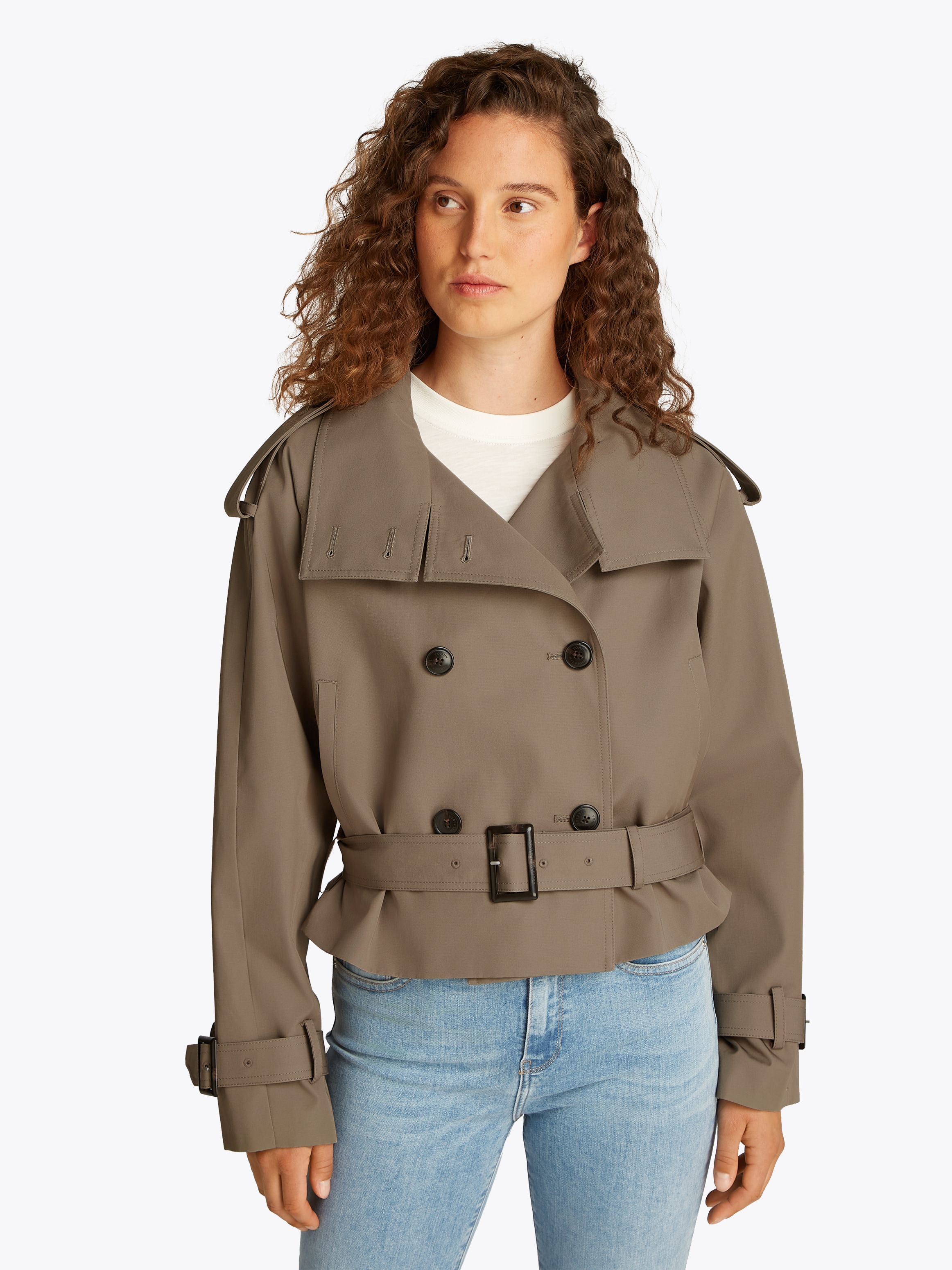 TOMMY HILFIGER Kurzjacke »COTTON CROP TRENCH« su dirž...