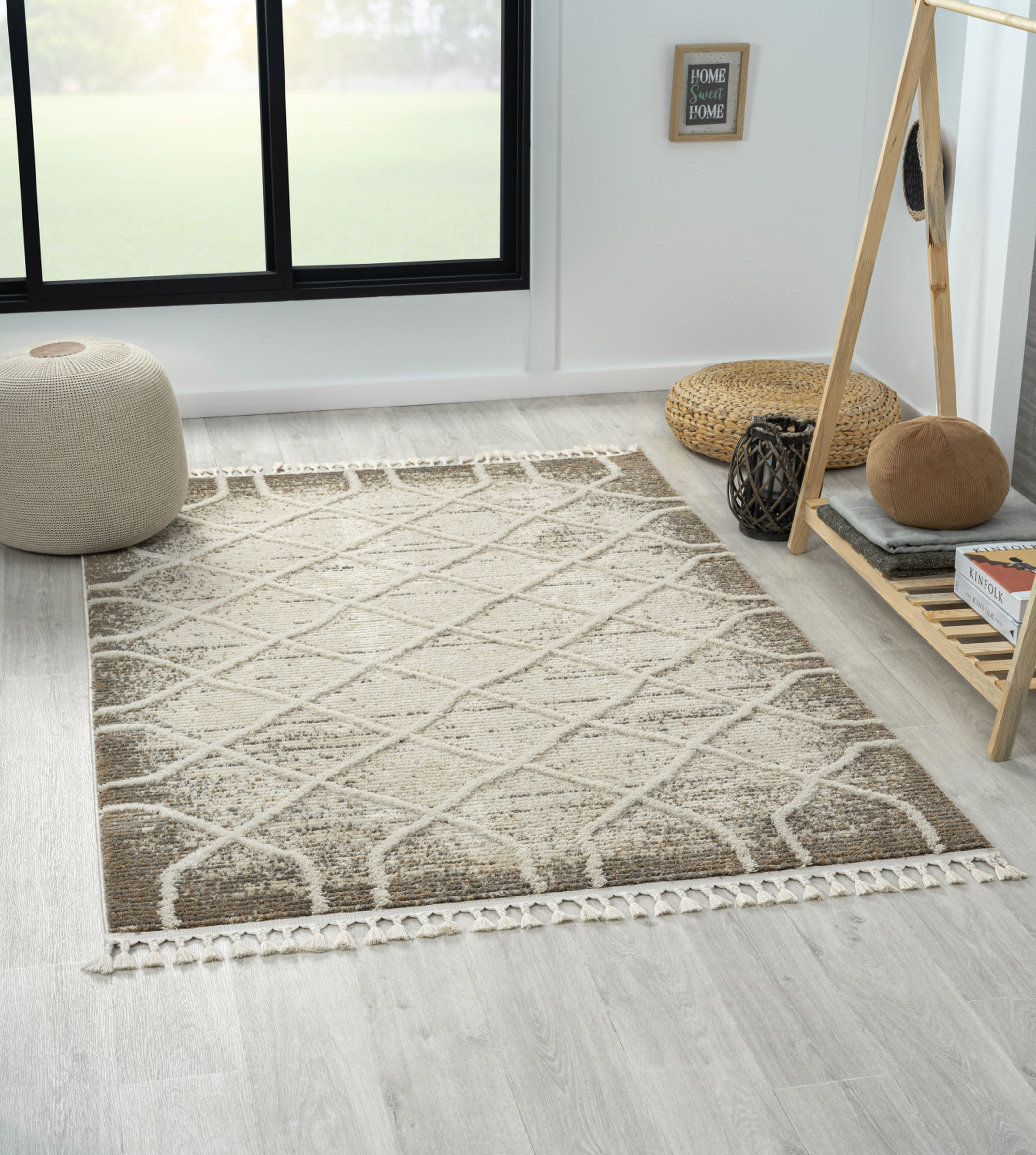 Myflair Möbel & Accessoires 1100000002199 "Enya 1, LAGERRÄUMUNG" rechteckig 15 mm Höhe Shaggy im Skandi Look, Hoch-Tief Effekt, leicht glänzend