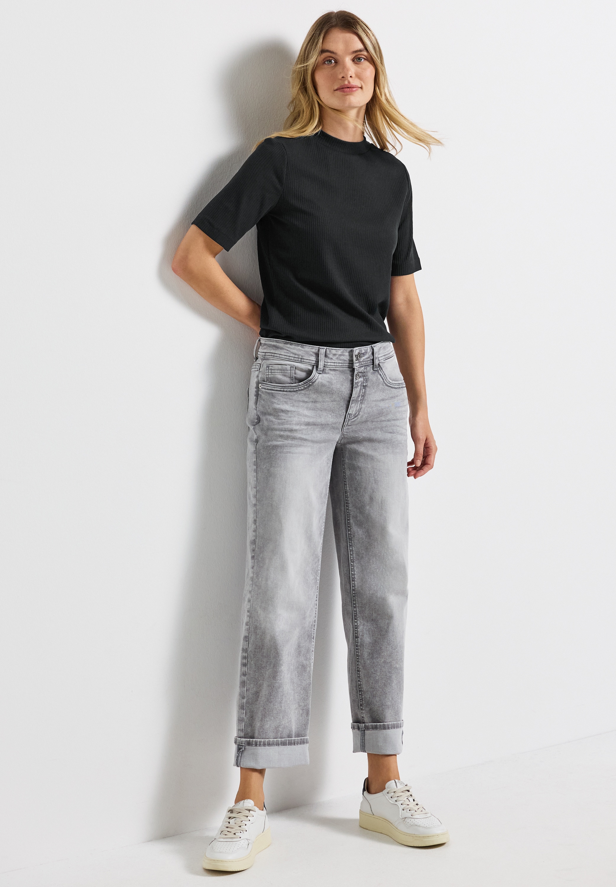 STREET ONE T-Shirt, mit Rippstruktur, Sommershirt