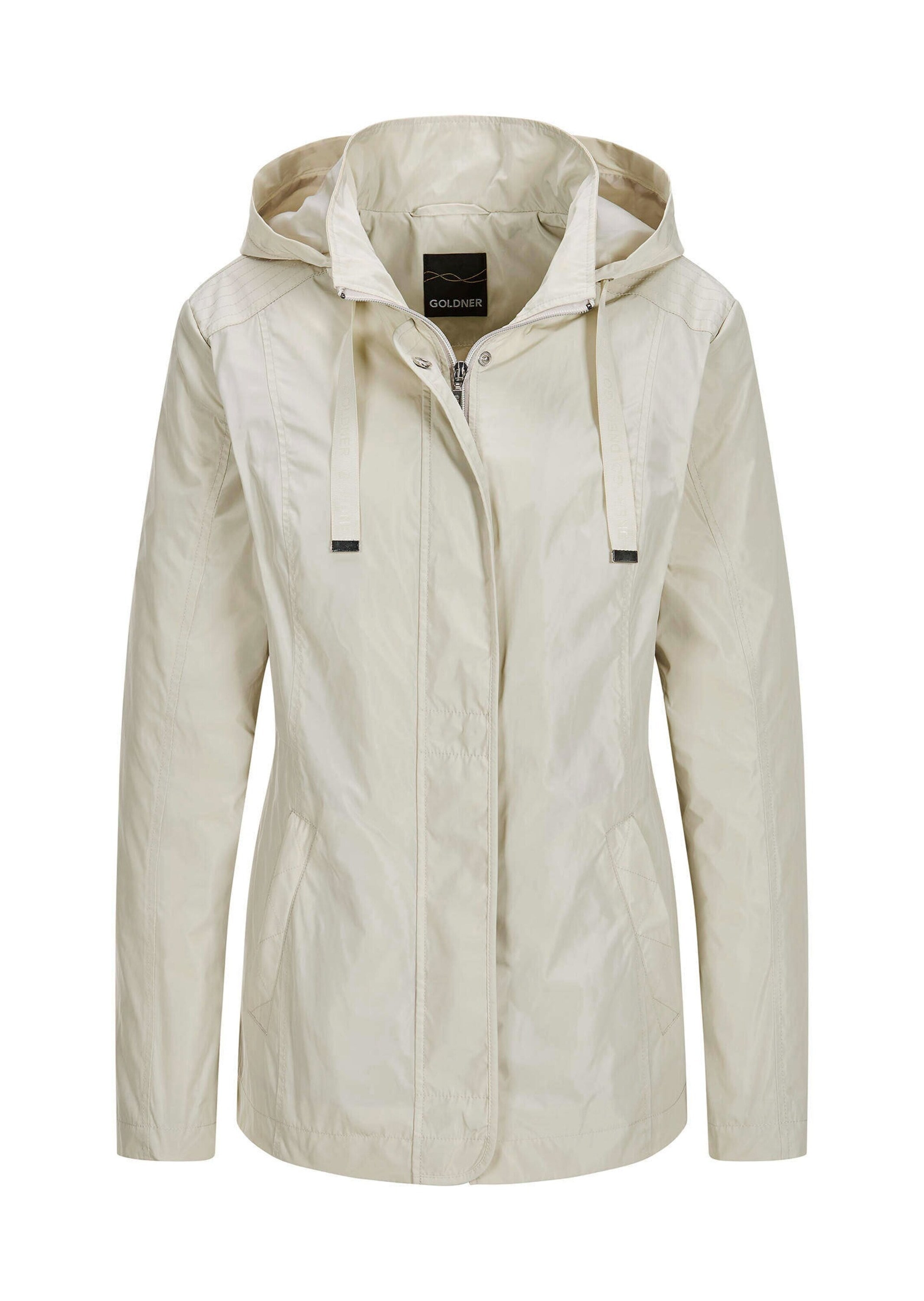 GOLDNER Kurzjacke "Outdoor-Jacke mit Kapuze" Ziersteppungen an Schulter und verdeckter Leiste