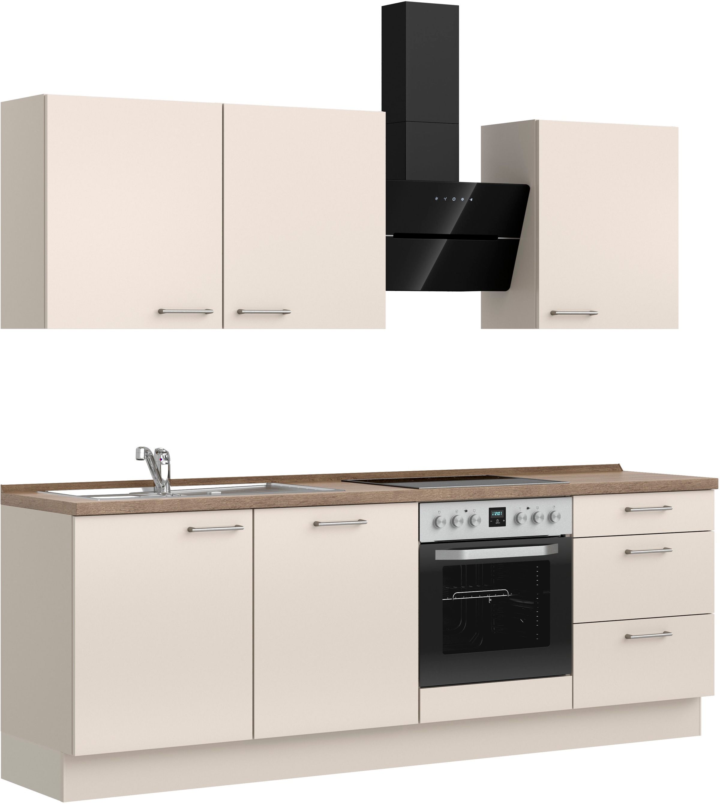 nobilia® Küchenzeile »"Laser II", Ausrichtung wählbar, Breite 240 cm«, vormontiert, wahlw. mit unterschiedlichen E-Geräten-Sets