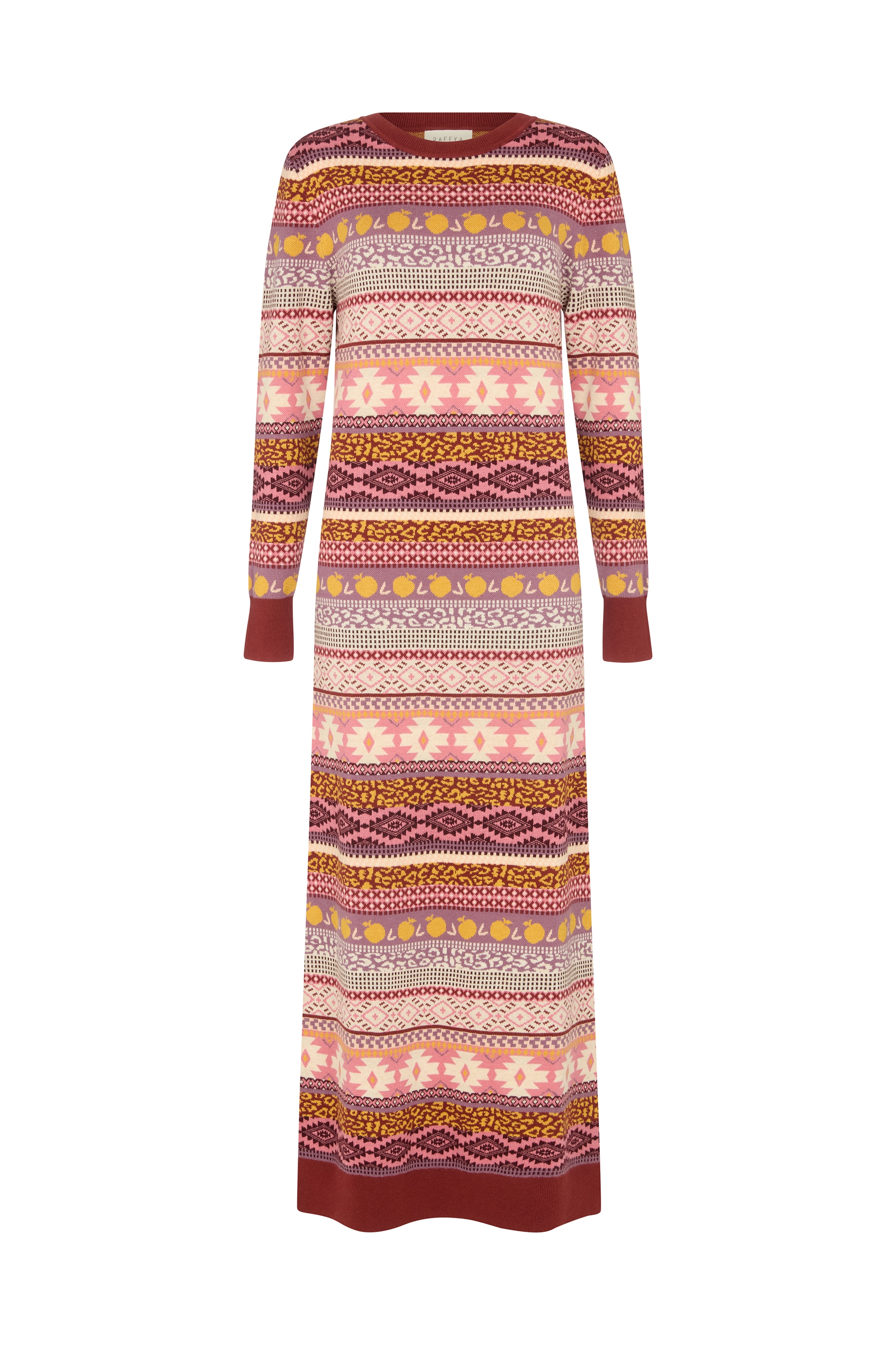 RAFFYA Midikleid "Elvis Longline Folk Jacquard Maxi Dress Damen" günstig online kaufen