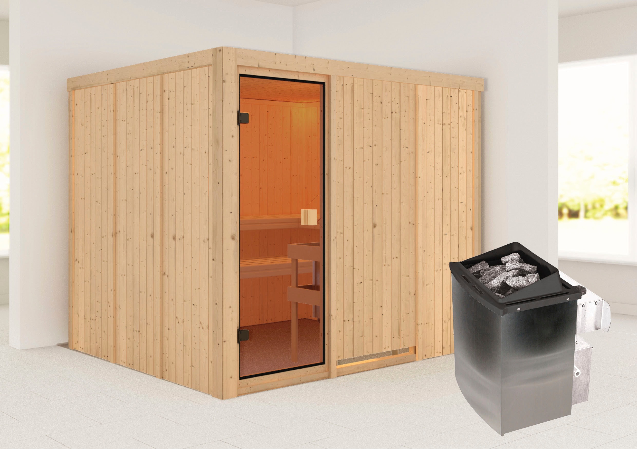 Karibu Sauna "Nybro" Ofen 9 kW integr. Strg