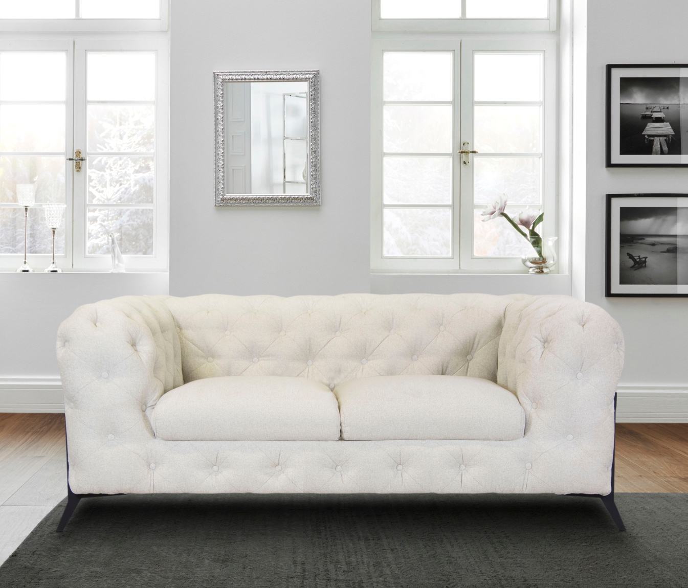 Leonique Chesterfield-Sofa »Amaury«, aufwändige Knopfheftung, moderne Chesterfield Optik, Fußfarbe wählbar