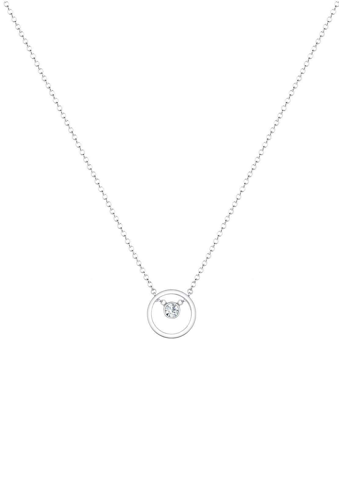 Elli Collierkettchen »Kreis Glas Kristalle Weiß 925 Sterling Silber«