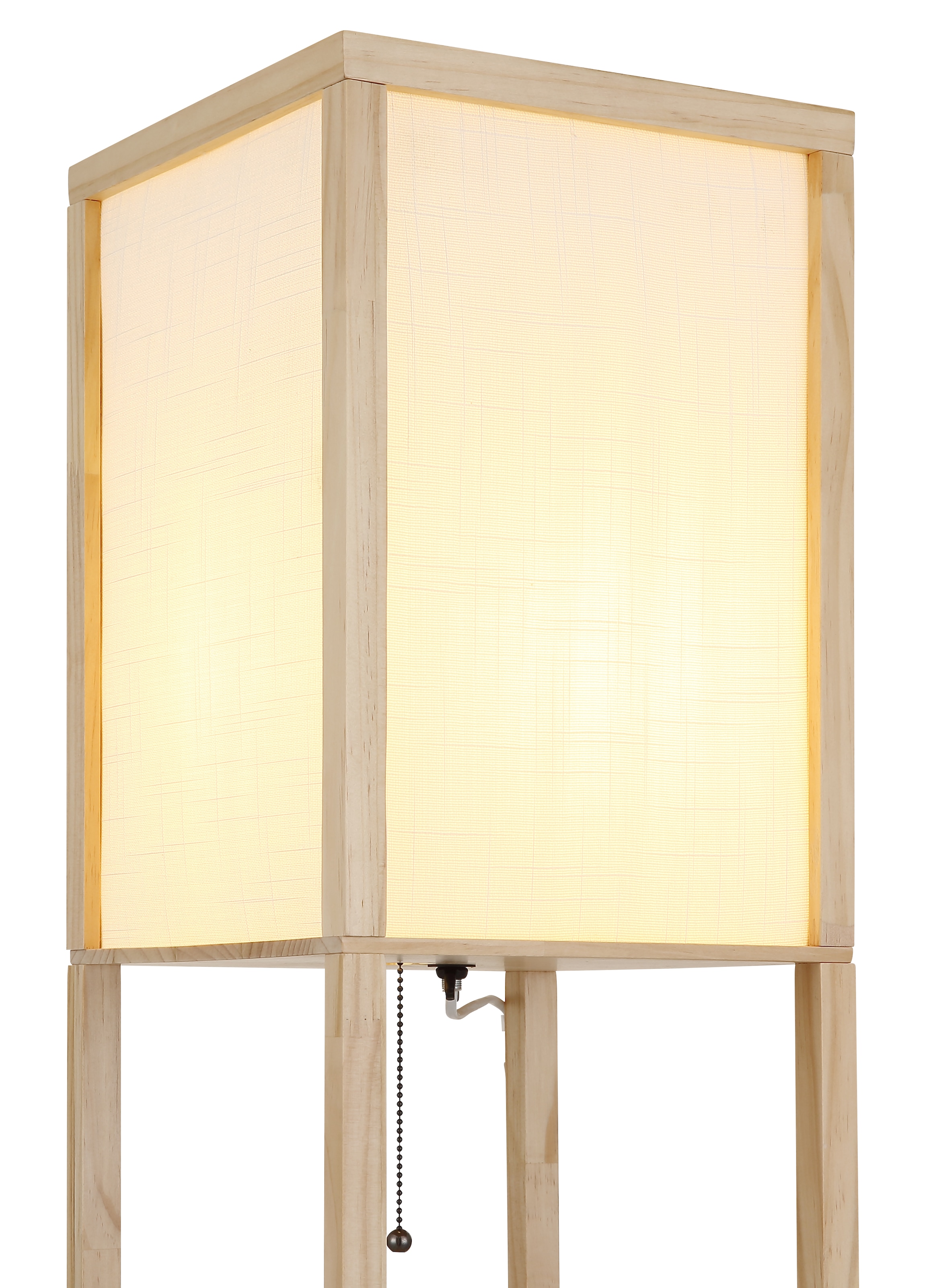 GLOBO LIGHTING Stehlampe »TABITHA« E27 1 Stk. Stehleuchte Holz hell mit weißem Textilschirm und Zugschalter