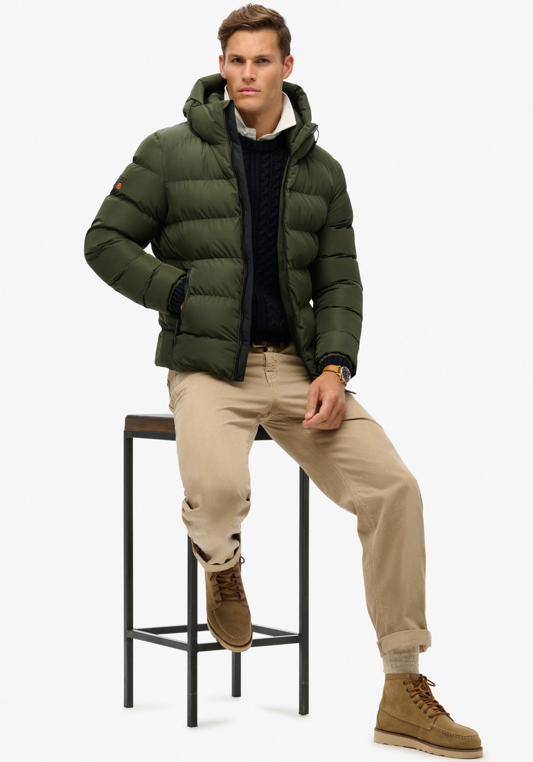 Superdry Steppjacke »HOODED SPORTS PUFFER JACKET«, mit Kapuze