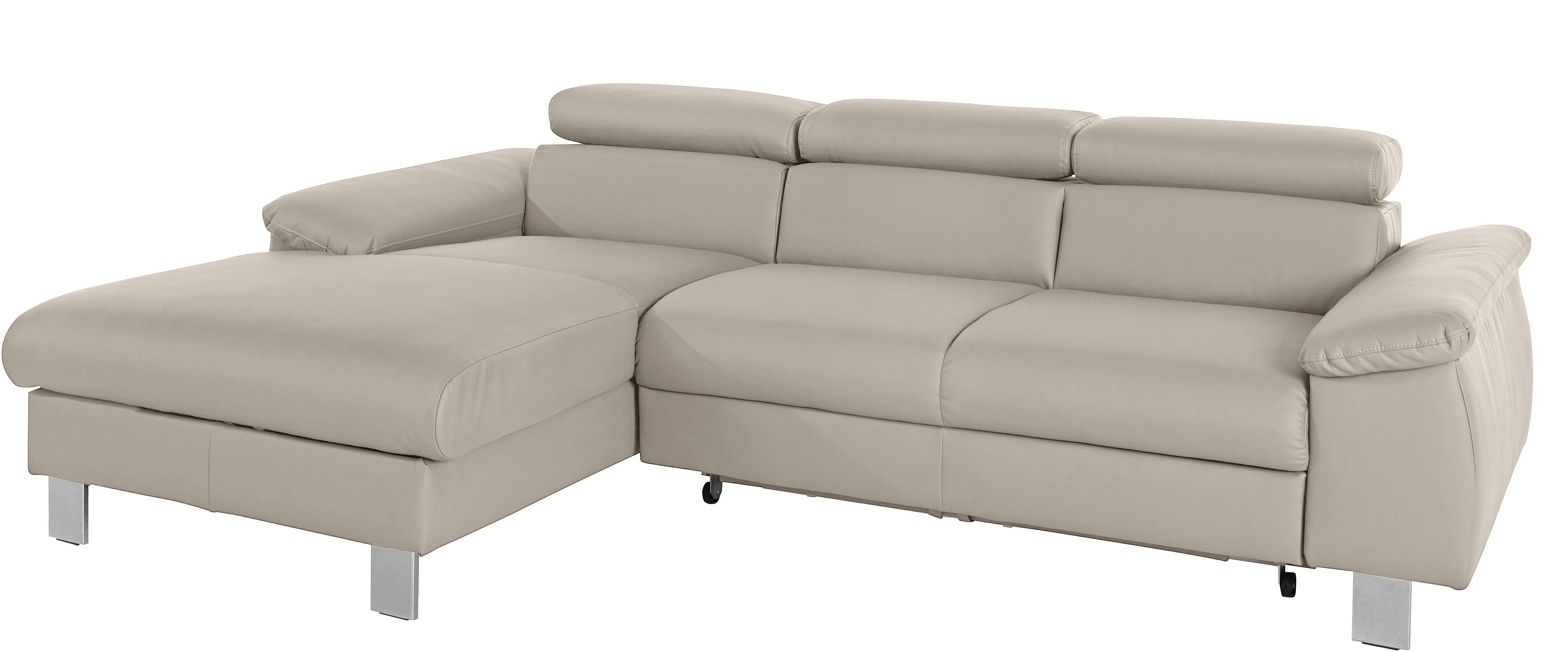 COTTA Ecksofa "Komaris L-Form,B:244cm, inkl. Kopfteilverstellung, Wellenunterfederung" optional mit Schlaffunktion und Bettkasten, plus opt. LED Beleuchtung