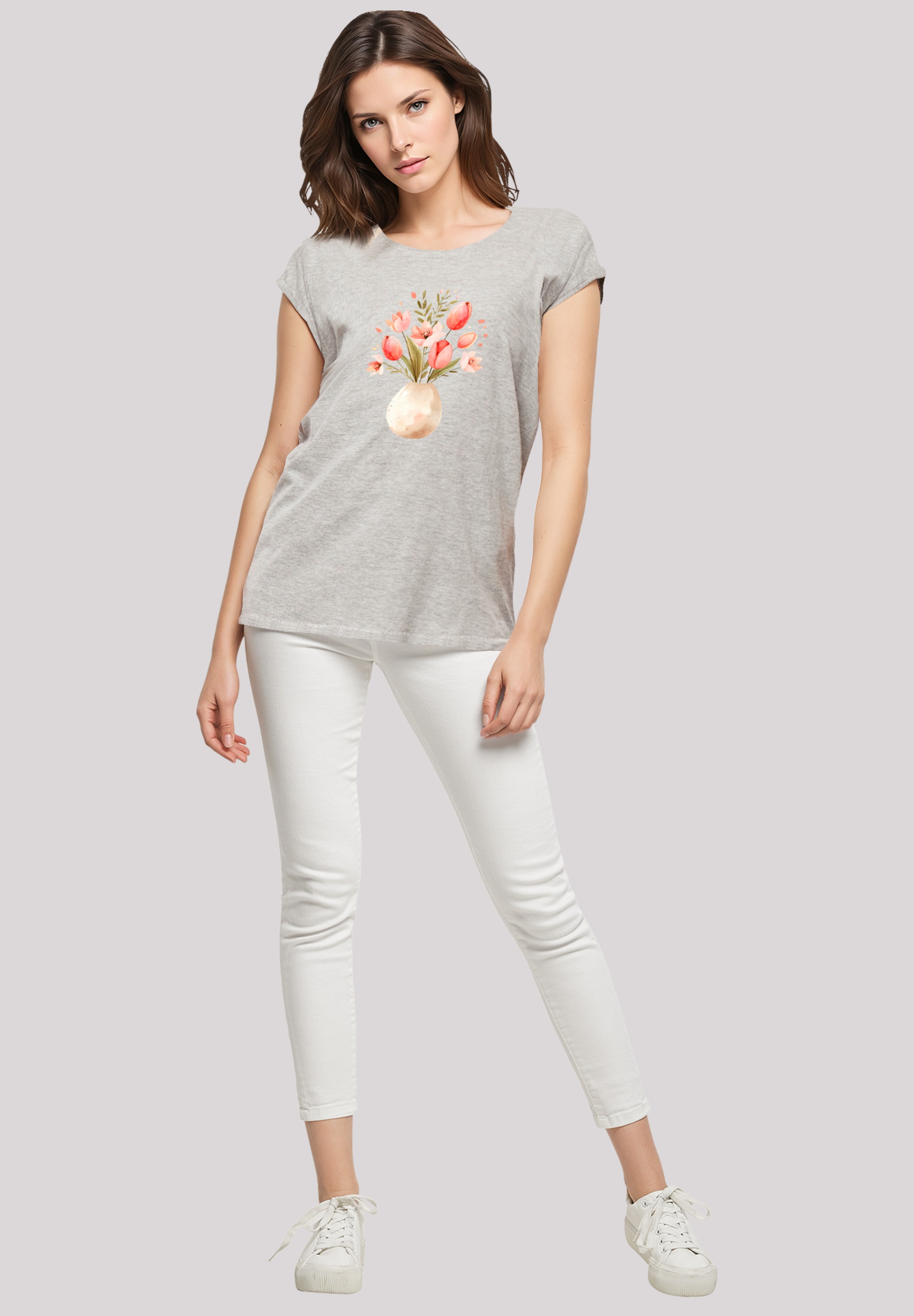 F4NT4STIC T-Shirt »Rosa Frühlingsblumenstrauß in Vase«, Premium Qualität