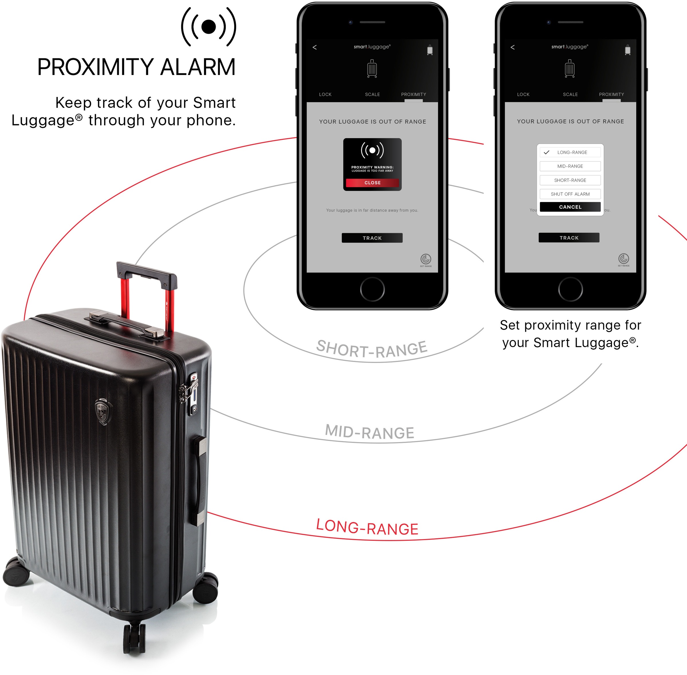 Heys Hartschalen-Trolley vollständig High-End-Gepäck kaufen 53 App-Funktion mit cm, »Smart Luggage®, 4 BAUR Rollen, | venetztes Burgund«