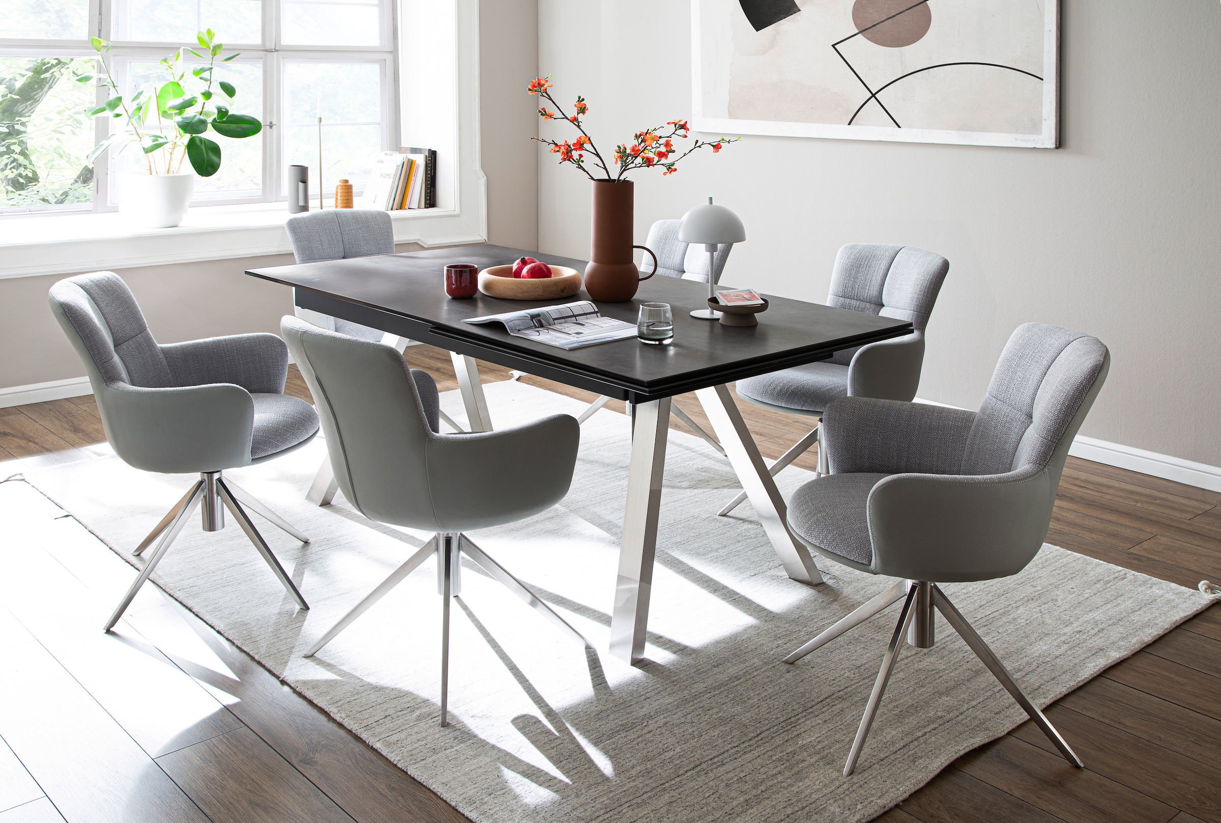 MCA furniture Esszimmerstuhl bestellen 2er Nivellierung, mit Set St., 2 | BAUR Materialmix, Stuhl kg »Mecana«, (Set), 120 drehbar bis 360°