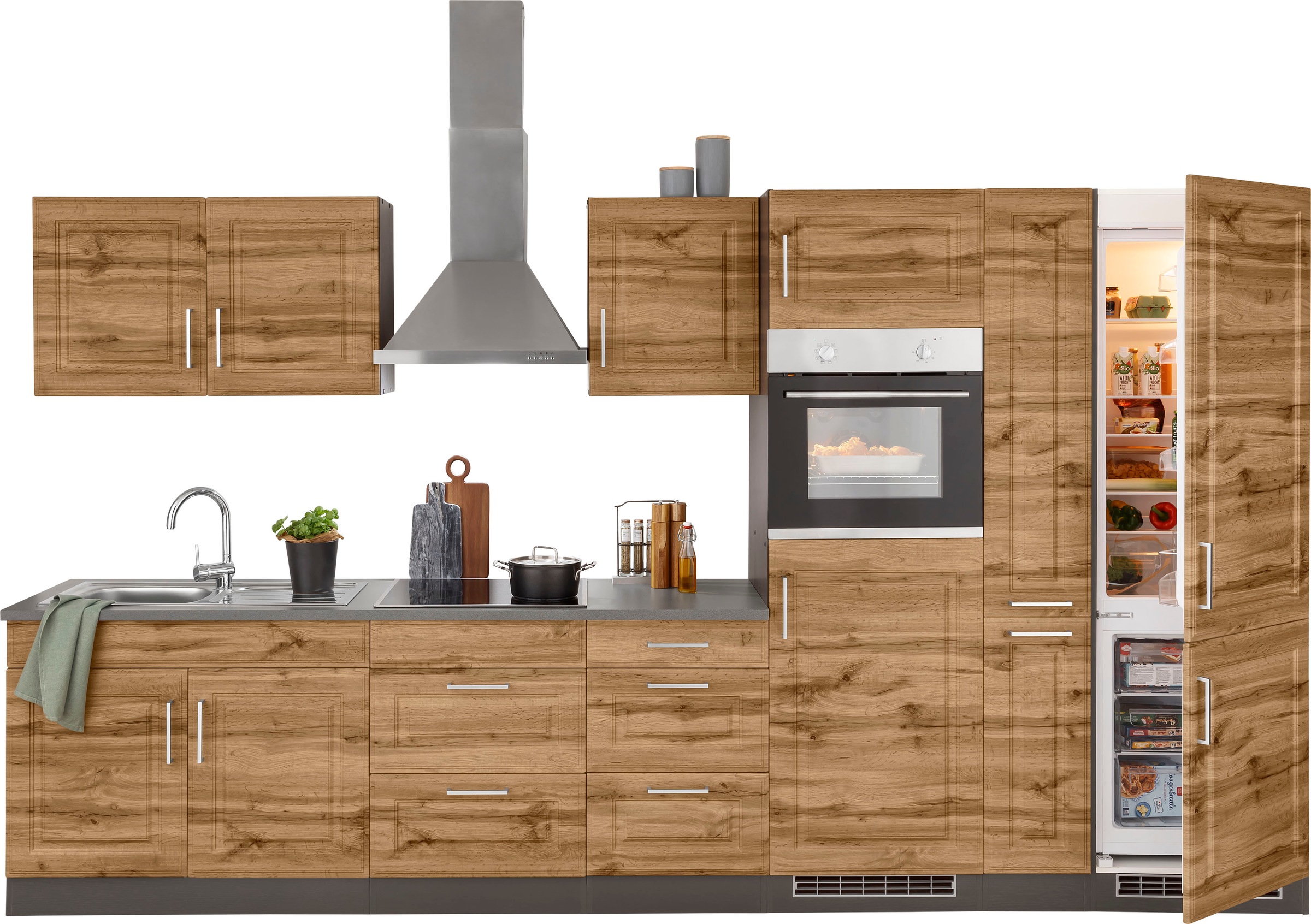 HELD MÖBEL Küchenzeile "Stockholm", Breite 360 cm, mit hochwertigen MDF Fro günstig online kaufen