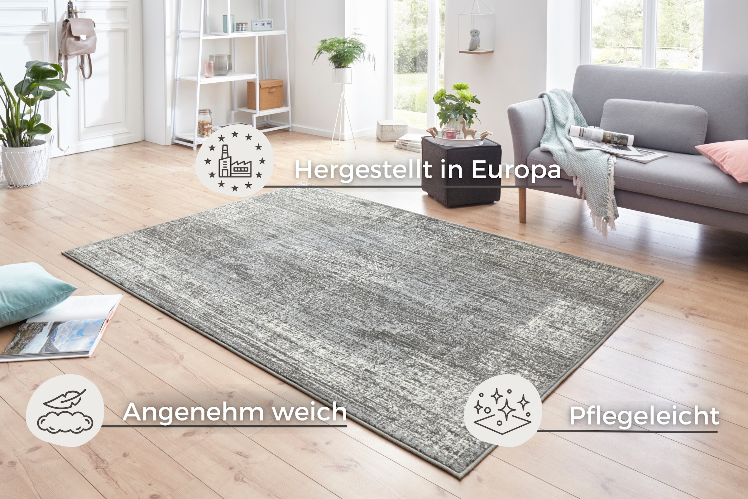 HANSE Home Teppich »Elysium«, rechteckig, 9 mm Höhe, Weich, Vintage Design, Used Look, Wohnzimmer, Schlafzimmer, Esszimmer