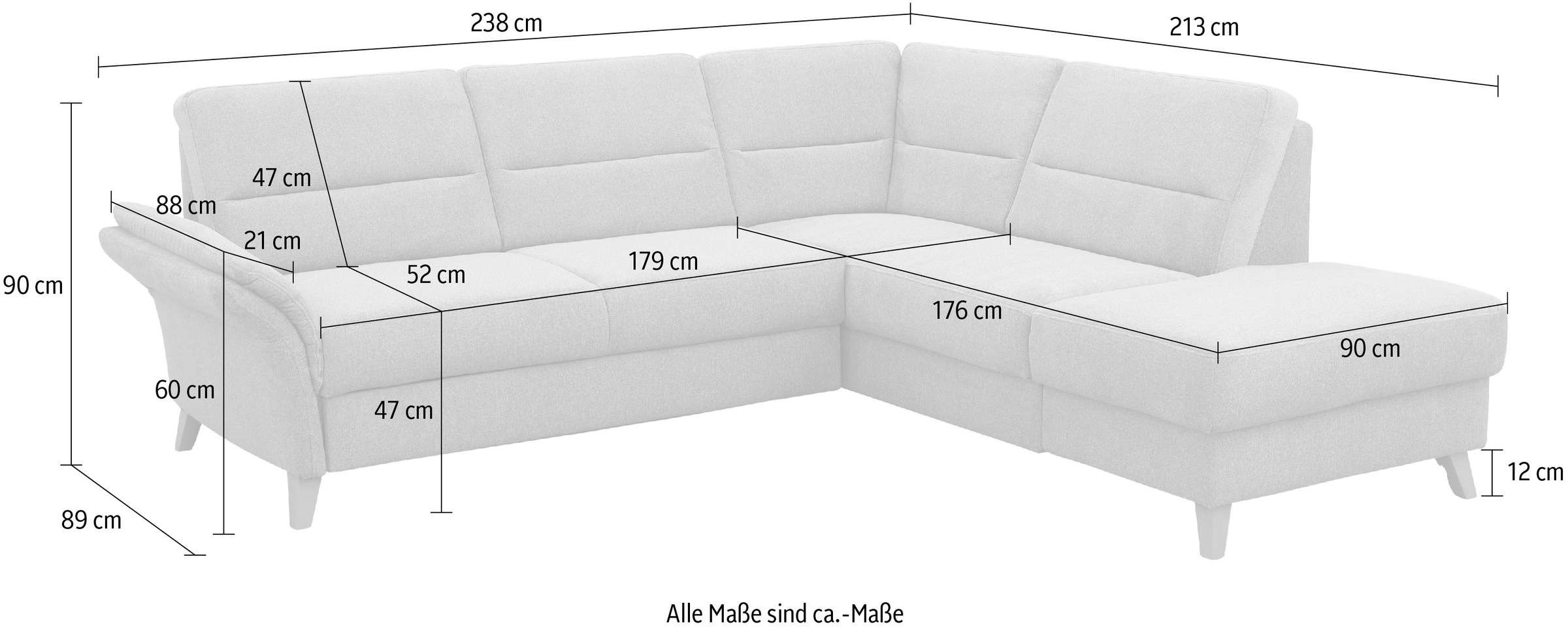 Home affaire Ecksofa »Westerland L-Form«, Federkern-Polsterung, wahlweise mit Bettfunktion, Bettkasten