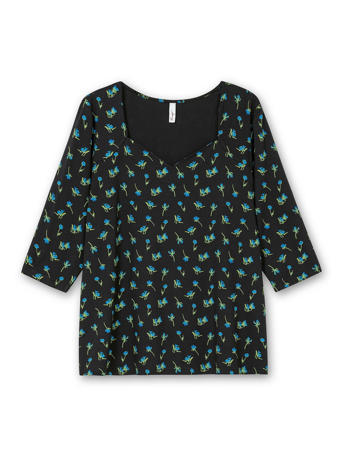 Sheego T-Shirt »Große Größen«, mit Blumenprint und Herzausschnitt