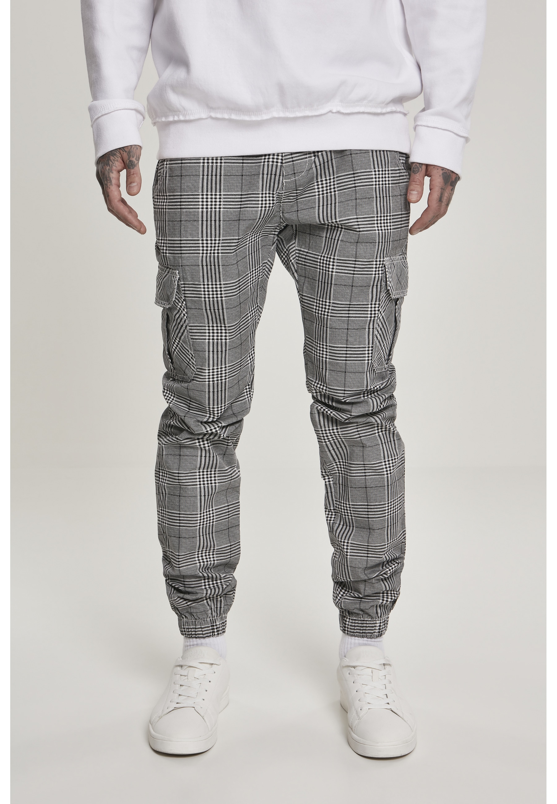 URBAN CLASSICS Cargohose »Urban Classics Herren AOP Glencheck Cargo Jog Pants«