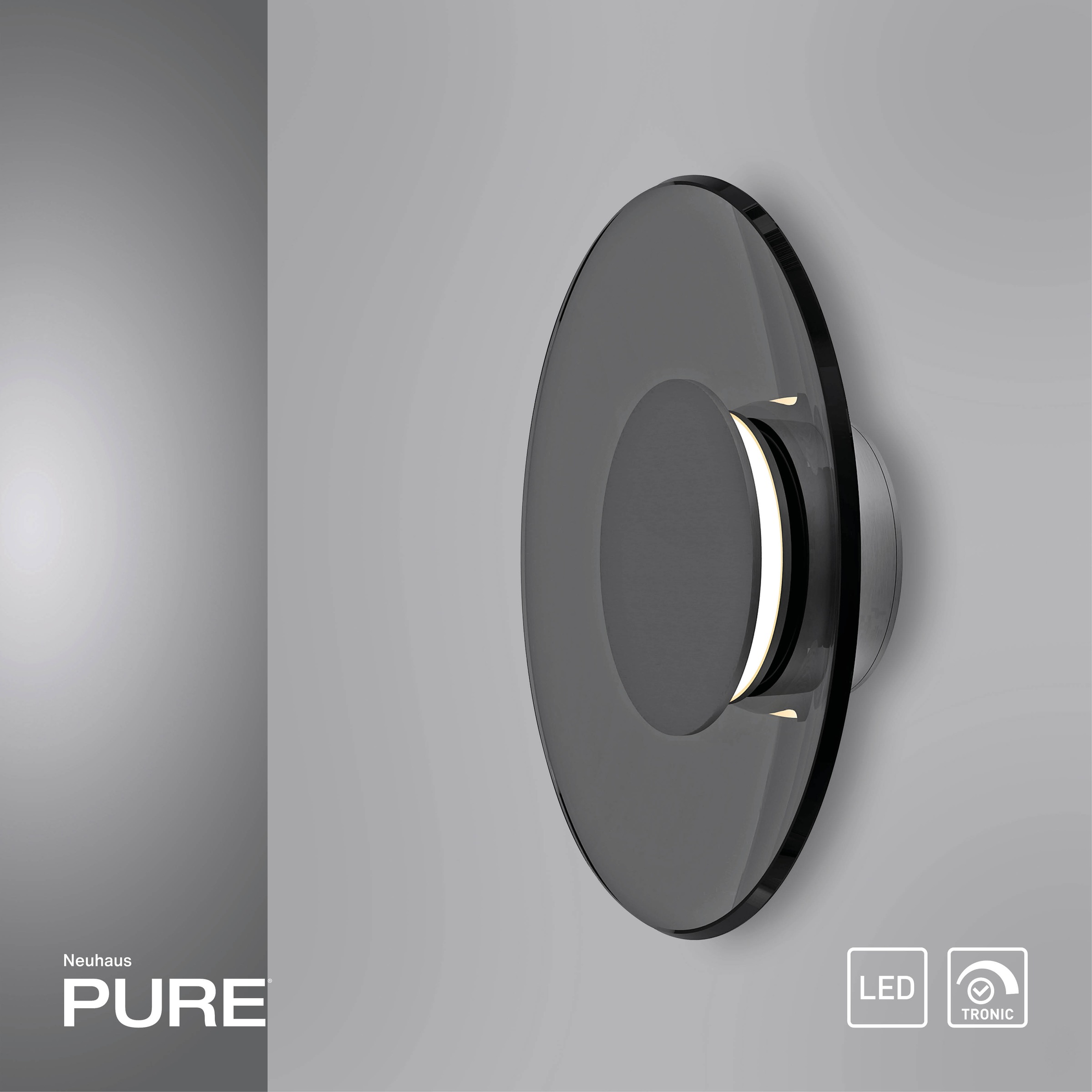 Neuhaus PURE LED Wandleuchte »PURE Moon« LED-Board 1 Stk. Warmweiß Dimmfähig über separaten Dimmer, Glas Rauchfarben