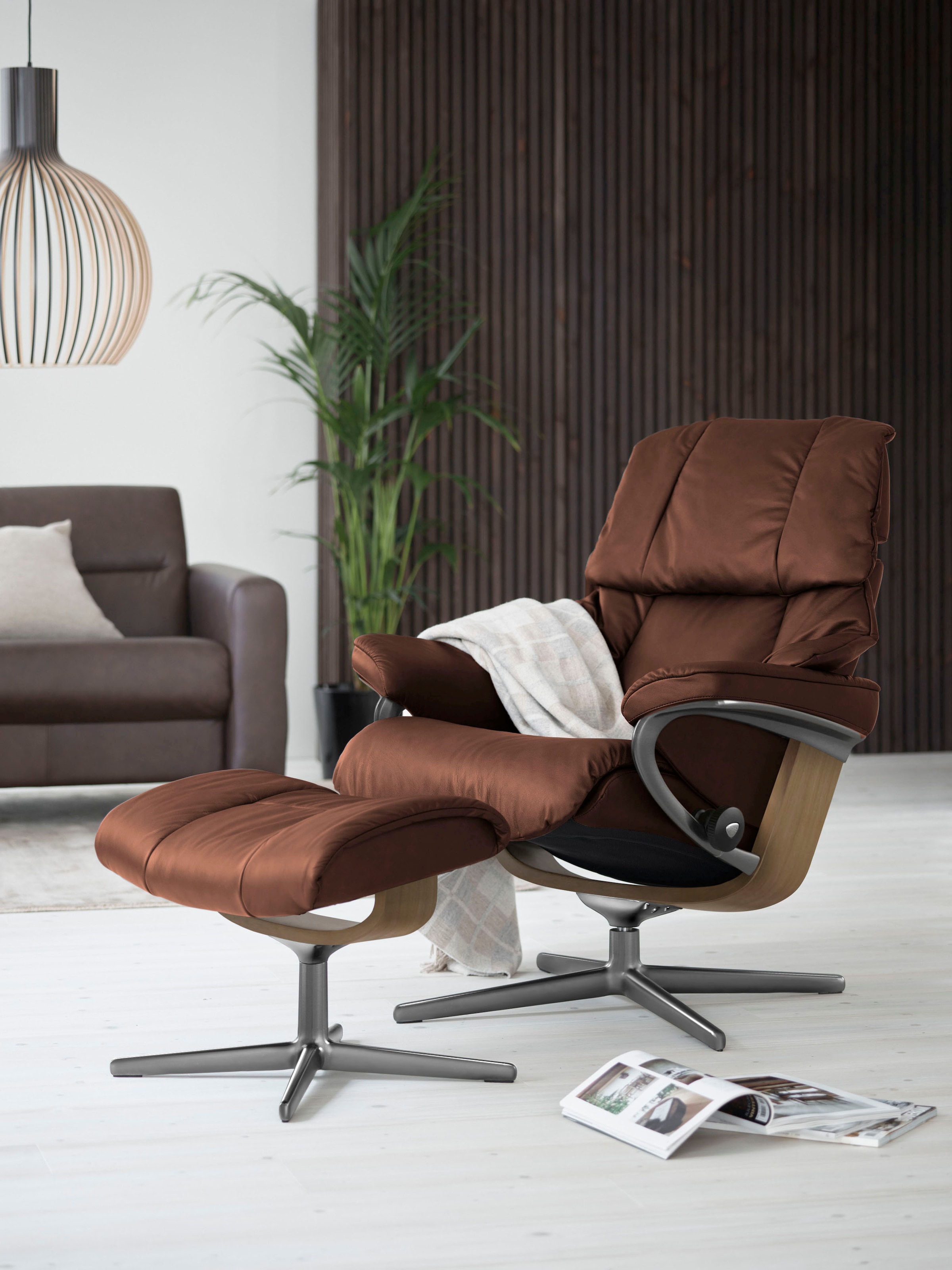 Stressless Fußhocker "Reno", mit Cross Base, Größe S, M & L, Holzakzent Eiche