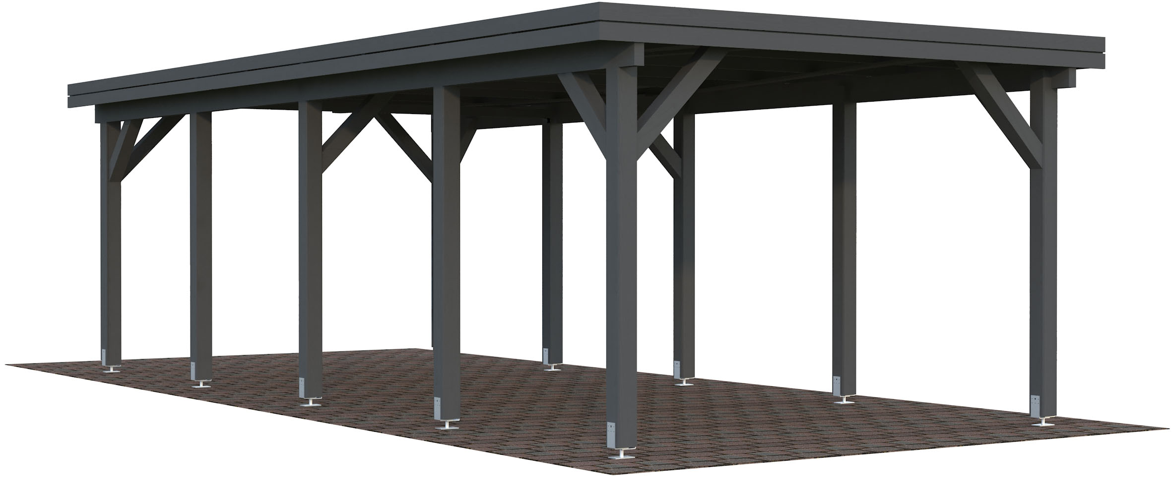 Palmako Einzelcarport "Karl" Massivholz 291 cm dunkelgrau/dunkelgrau
