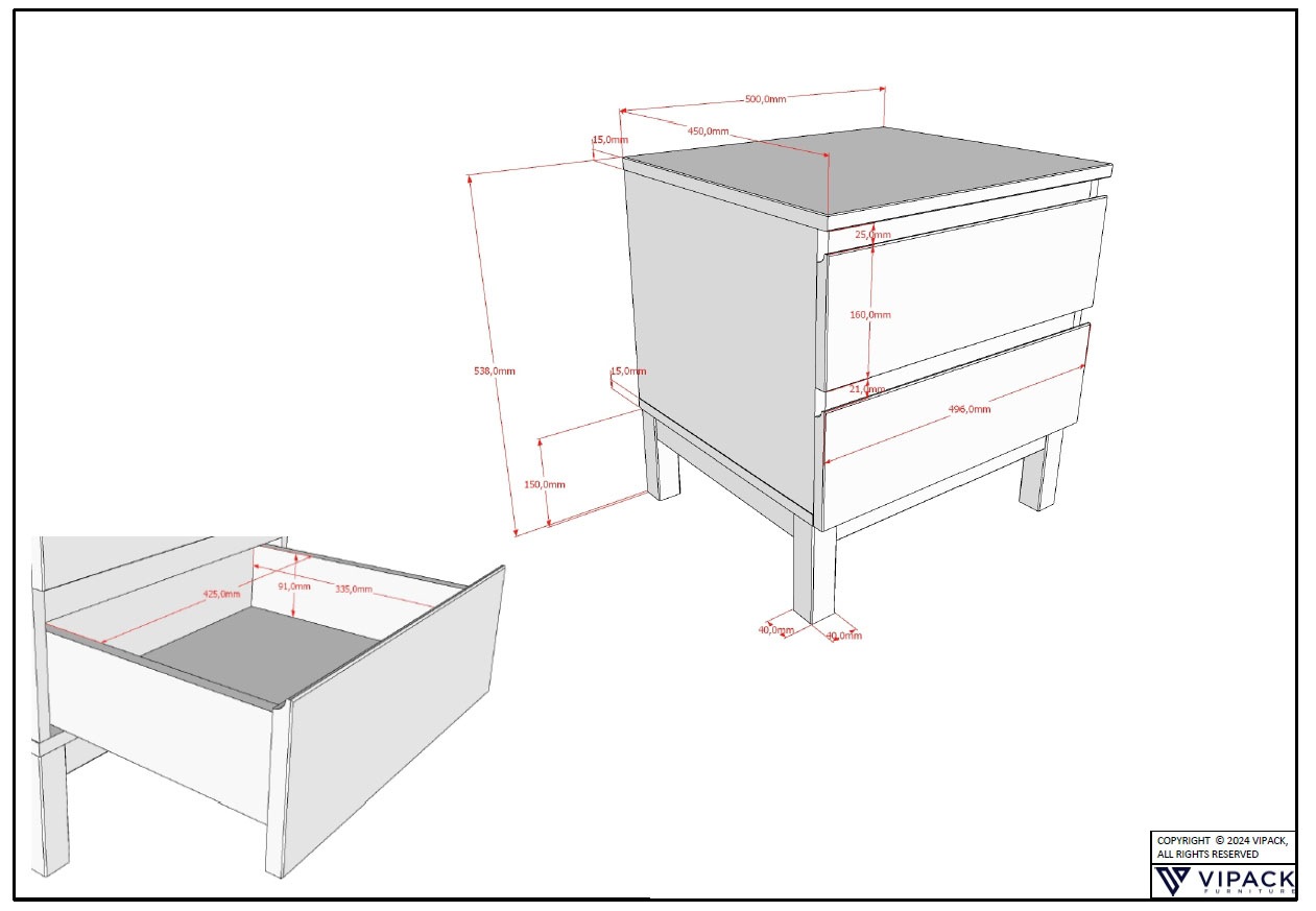 Vipack Jugendzimmer-Set »Set best. aus Einzelbett 90/200, Nachtkonsole, Kleiderschrank 2-trg.«, (3 tlg.), in gradlinigem Design, pflegeleichte lackierte Oberfläche in Weiß
