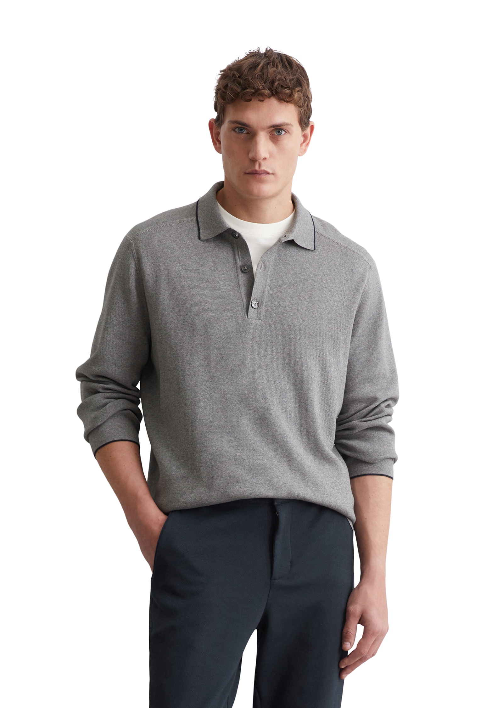 Marc OPolo Polokragenpullover, elegante, dicht gestrickte Milano-Struktur günstig online kaufen