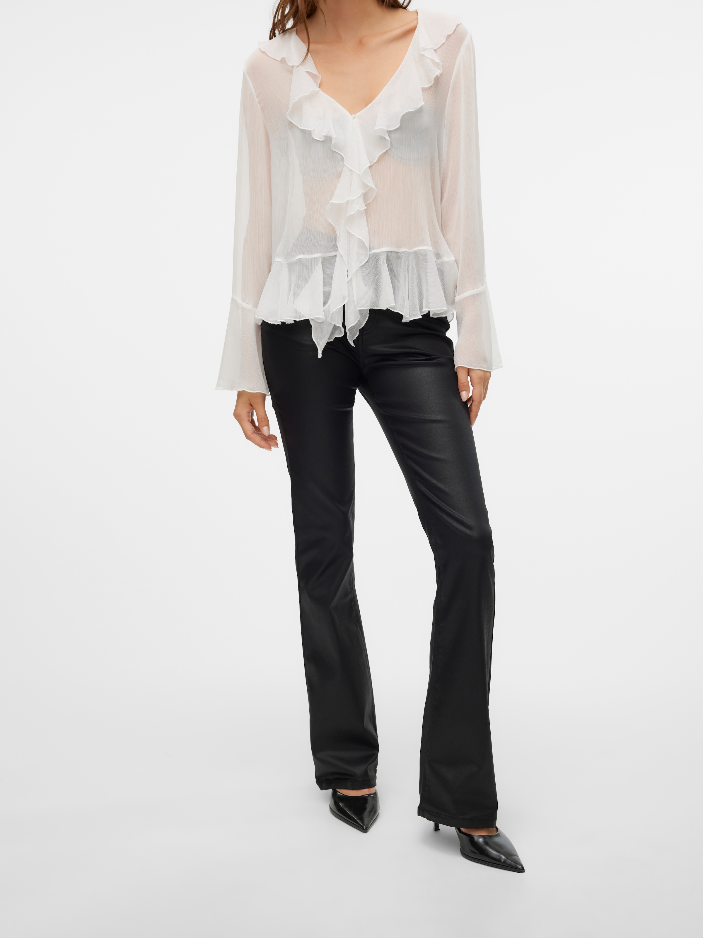 Vero Moda Bootcut-Jeans »VMFLASH MR FLARED COATED PANTS NOOS«