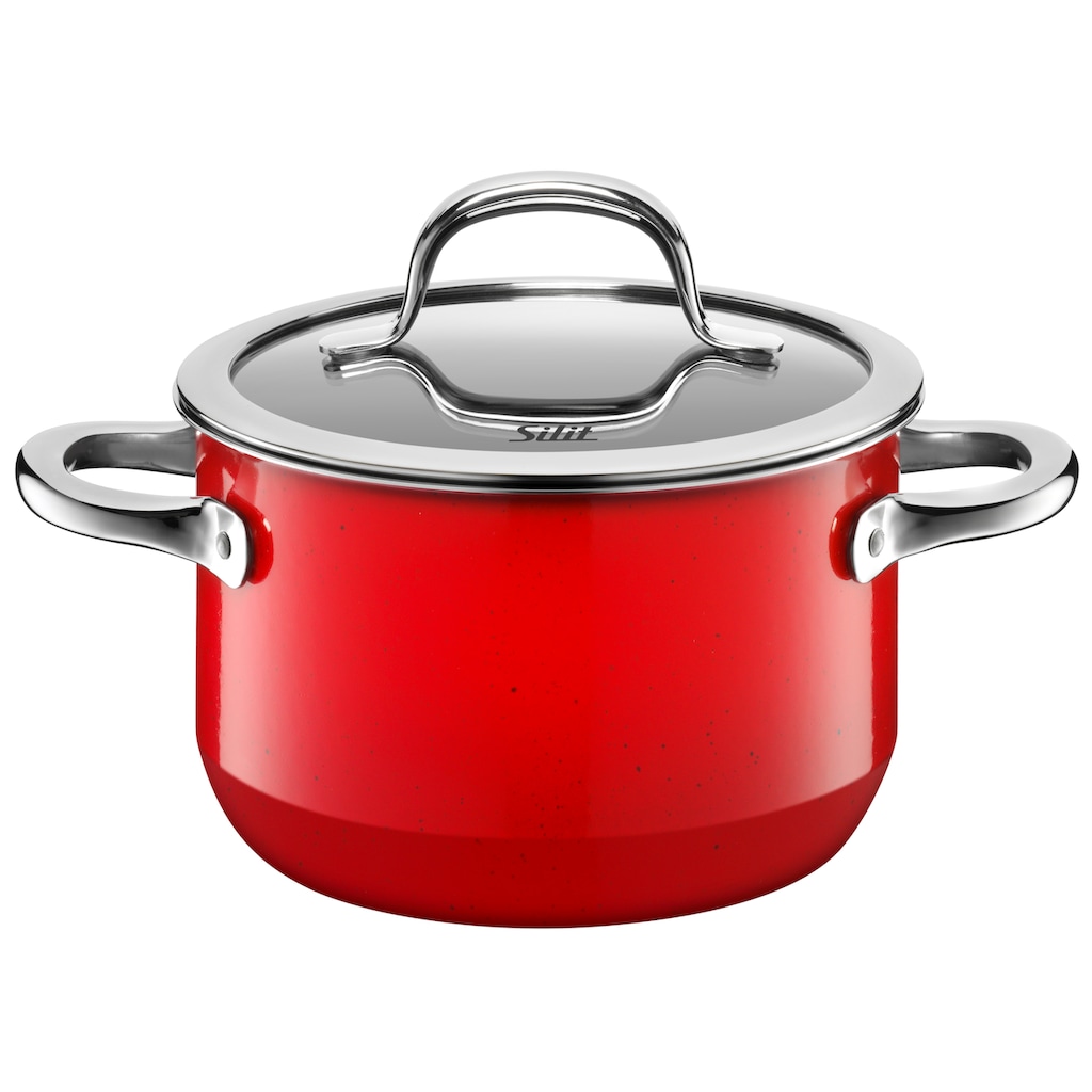 Silit Topf-Set »Passion red«, Silargan®, (Set, 8 tlg., je 1 Fleischtopf mit Deckel 16/20/24 cm, 1 Bratentopf mit Deckel 20 cm), Made in Germany