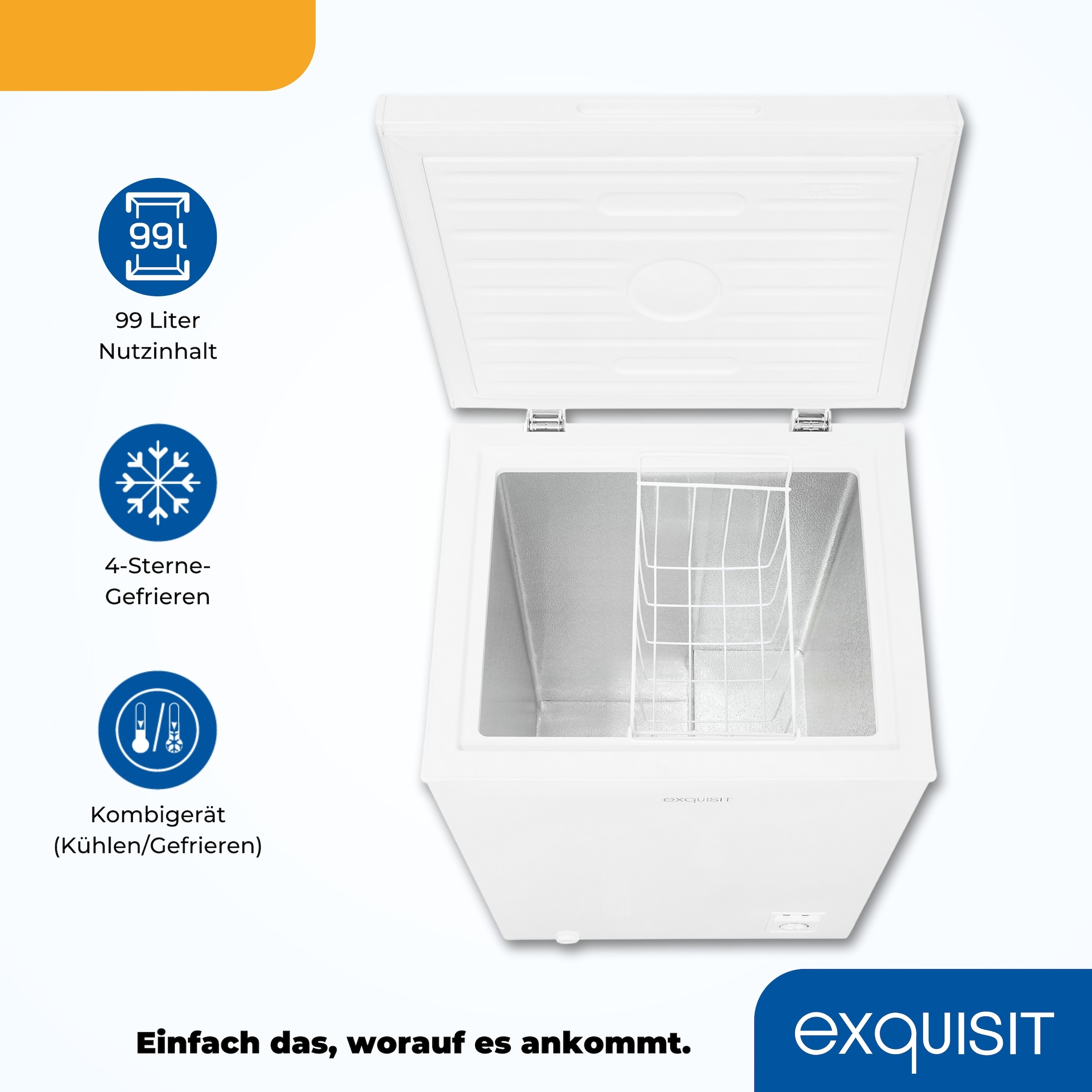 exquisit Gefriertruhe »GT100-050E weiss« 83,5 cm hoch 54,5 cm breit
