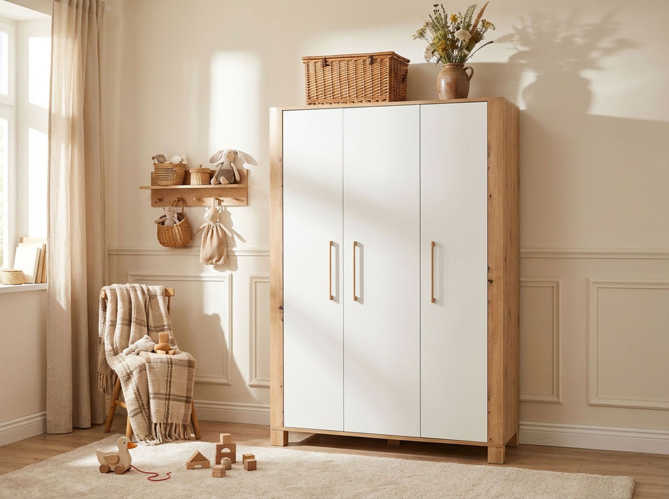 arthur berndt Babyzimmer-Komplettset »Babyzimmer Set »Marlon« 3-teilig« Set, Kleiderschrank, Kinderbett und Wickelkommode, 3 Stk. tlg.