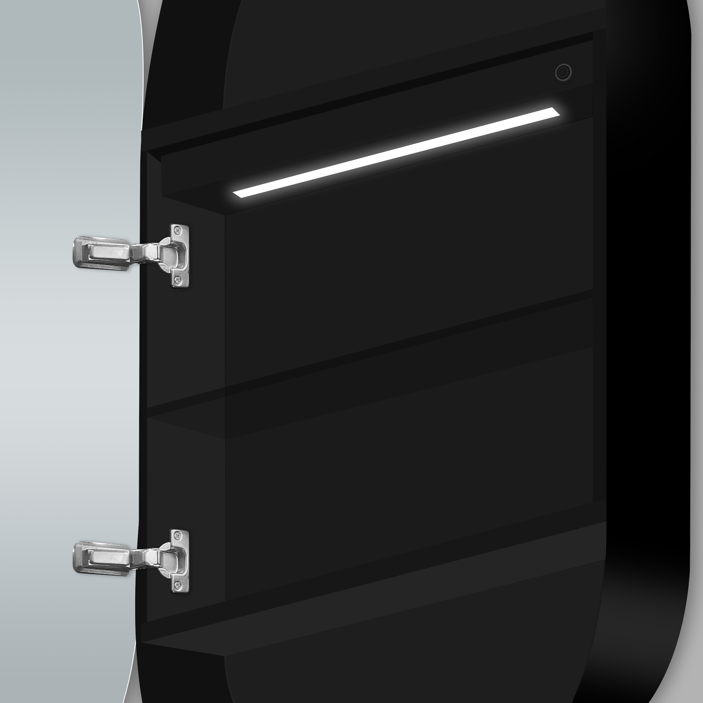 Talos Badezimmerspiegelschrank »Talos Oval Vento«, austauschbare LED-Beleuchtung, 45x80 cm schwarz
