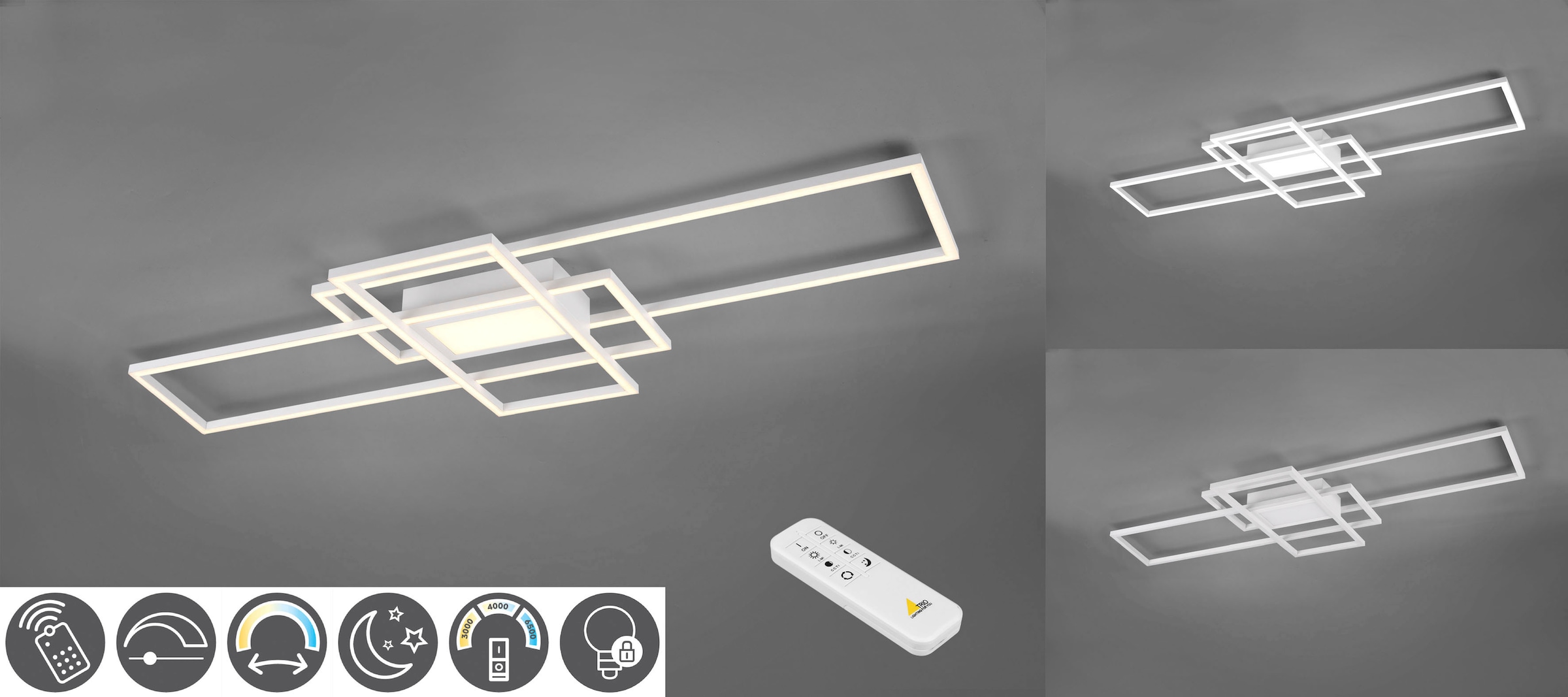 TRIO Leuchten LED Deckenleuchte »MILA«, Deckenlampe inkl. Fernbedienung,  dimmbar, 3000 - 6500K | BAUR