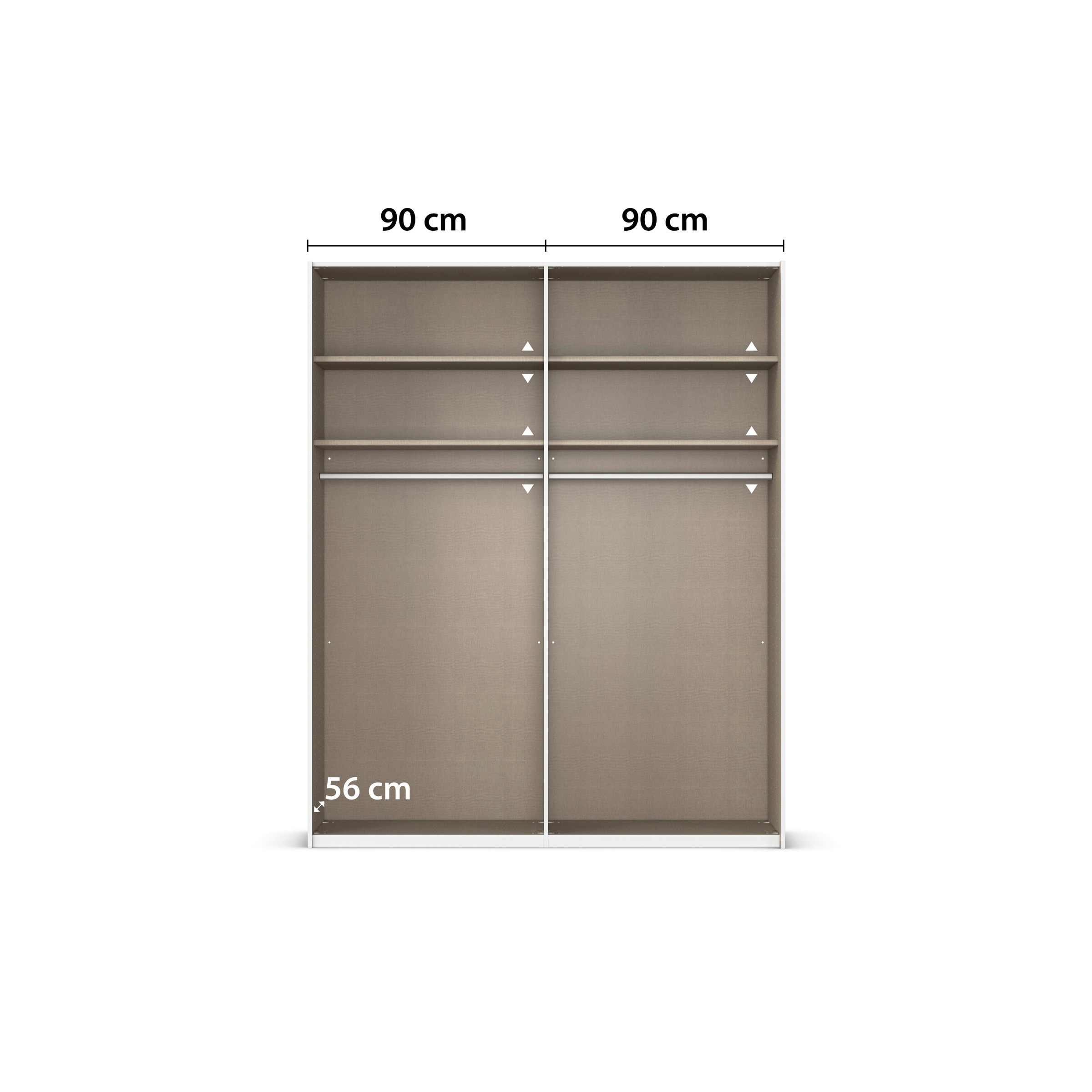 rauch Schwebetürenschrank »Kleiderschrank Schrank Garderobe Schlafzimmerschrank CONTIDO«, (in 3 verschiedenen Ausstattungen BASIC/CLASSIC/PREMIUM), aus hochwertigem Material in 6 Breiten 2 Griff-Farben MADE IN GERMANY