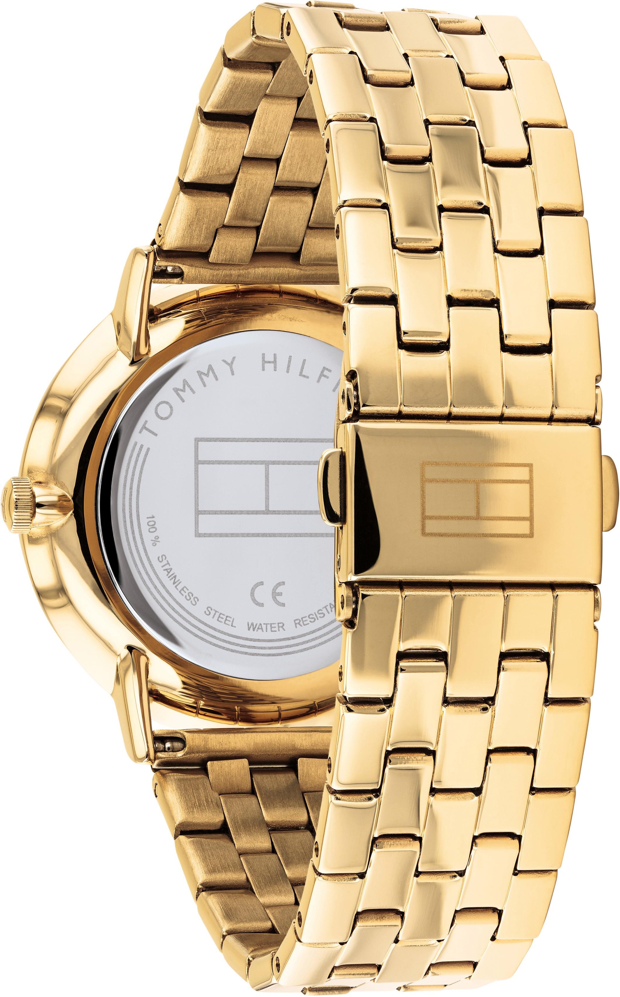 Tommy Hilfiger Multifunktionsuhr »DRESSED UP«, Quarzuhr, Armbanduhr, Damenuhr, Herrenuhr, Datum, Edelstahlarmband