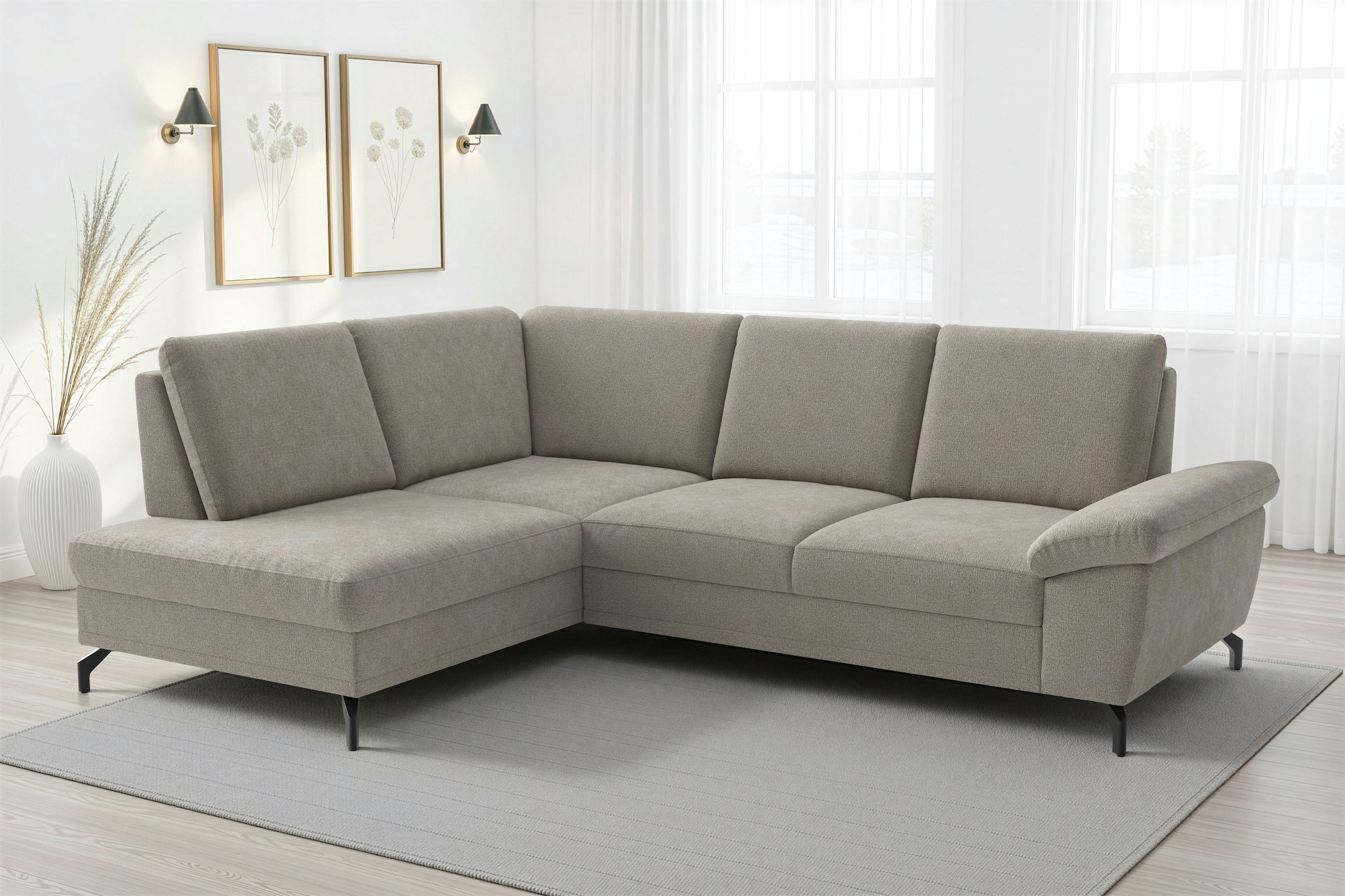 sit&more Ecksofa "Chelsea L-Form, B: 249 cm, Armteil- & Sitztiefenverstellung" optional Schlaffunktion und Bettkasten
