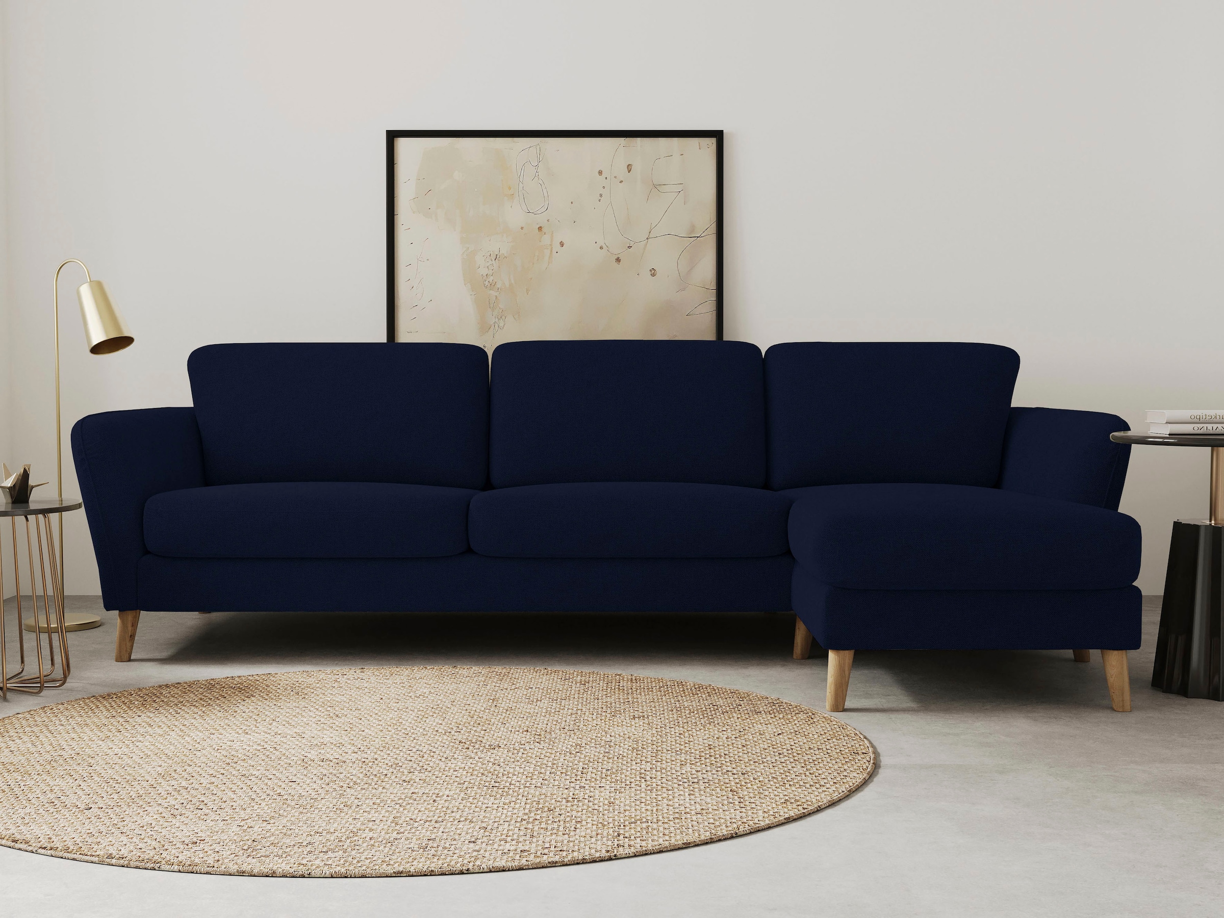 OTTO home Ecksofa "MARSEILLE (279/152cm),L-Form, Rec. rechts/links, verschiedene Bezüge" Massivholzbeine Eiche, Landhausstil, Wellenunterfederung
