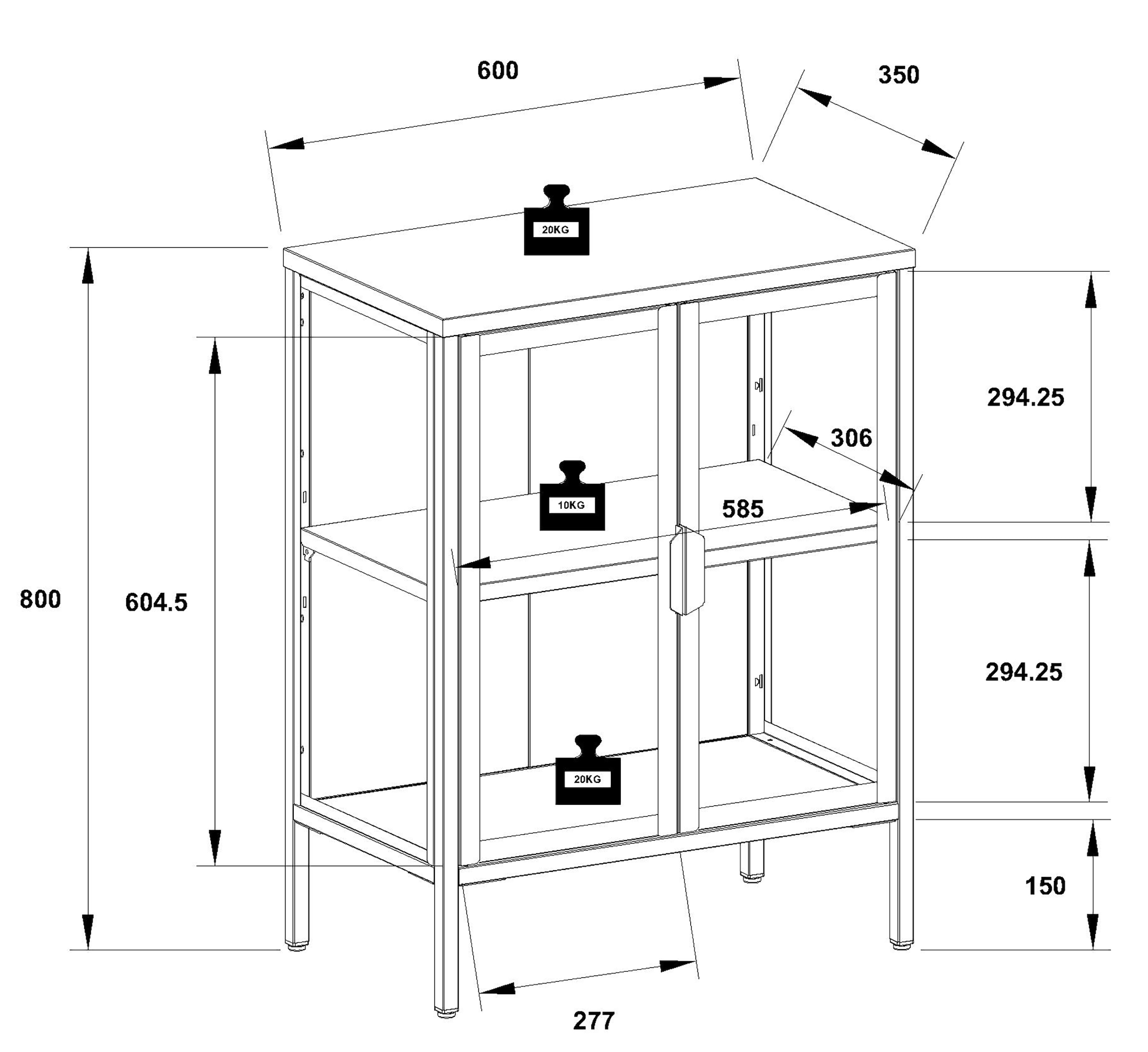 VCM Vitrine »VCM Glasvitrine stehend | Vitrine Glas mit ESG-Sicherheitsglas | Maße ca. H. 80 x B. 60 x T. 35 cm | Standvitrine Glas | Modern und platzsparend | Glas Vitrinenschrank ¿ Floka S«, (1 St.)