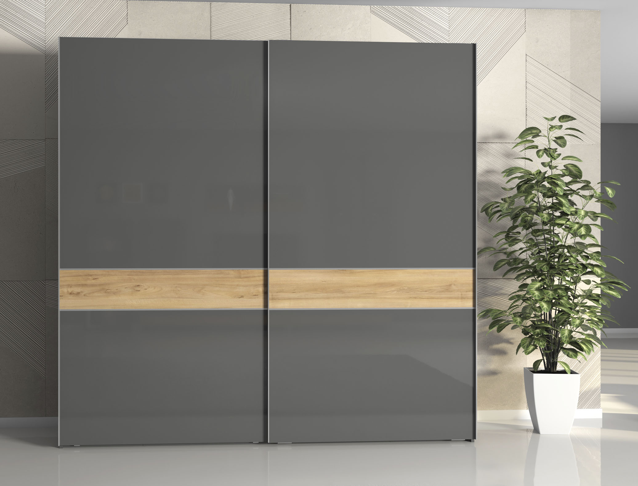 Thumbnail - PLACES OF STYLE Kleiderschrank "Onyx, Schwebetürenschrank inklusive Innenleben, FSC-zertifiziert" in 3 Breiten: 182, 230...