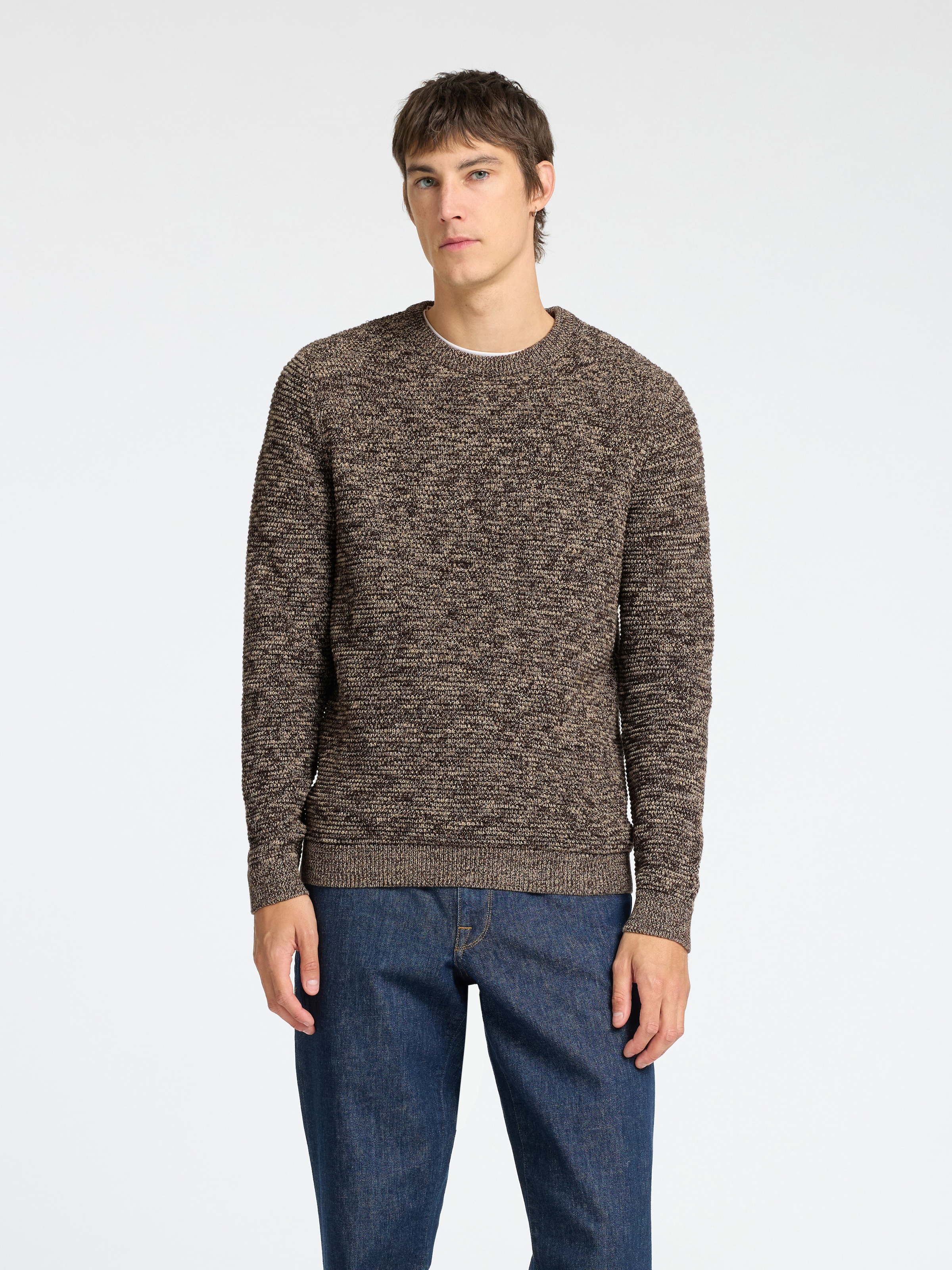 SELECTED HOMME Rundhalspullover "SLHVINCE LS KNIT BUBBLE CREW NECK NOOS" günstig online kaufen