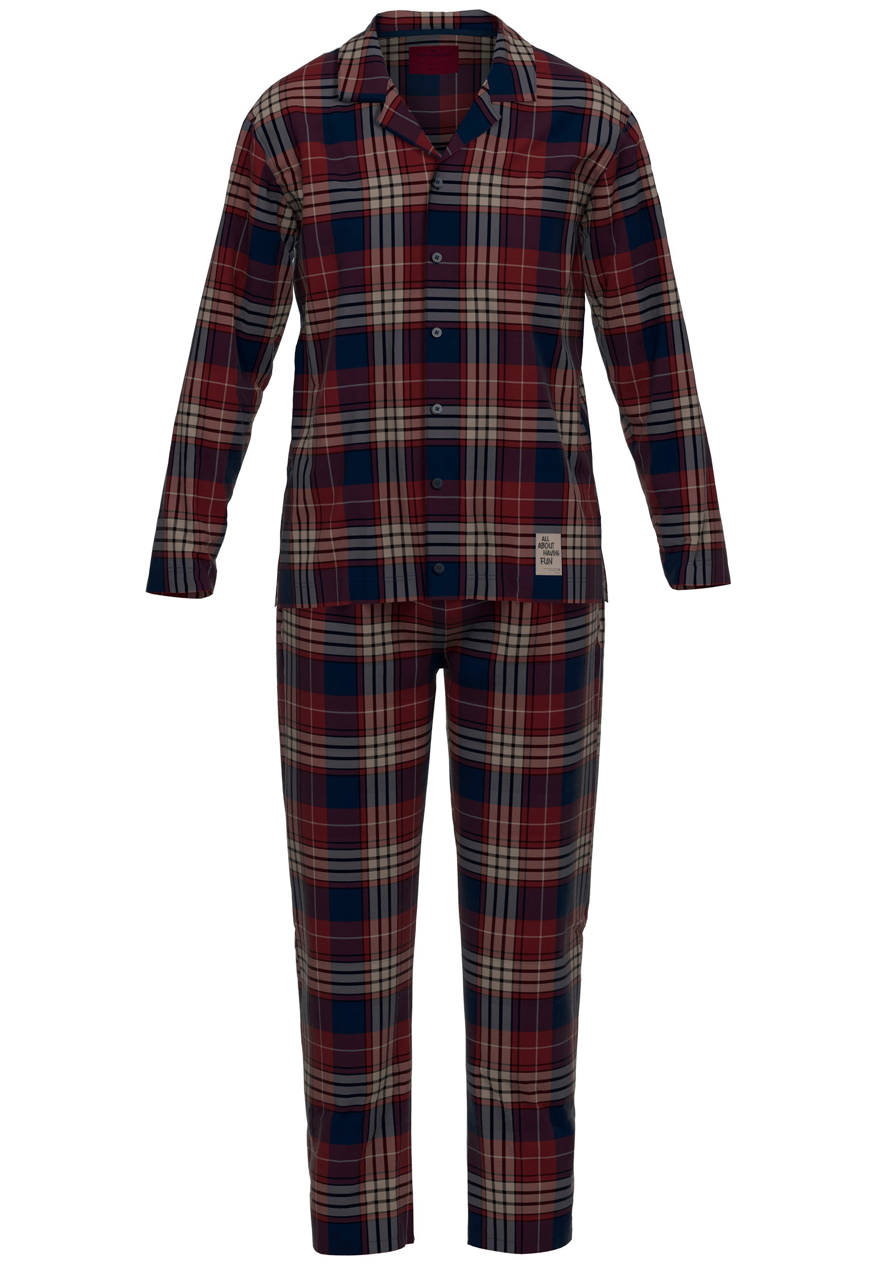 TOM TAILOR Schlafanzug "Rhodos" 2 tlg. Langarm, Rundhalsausschnitt, mit Knö günstig online kaufen