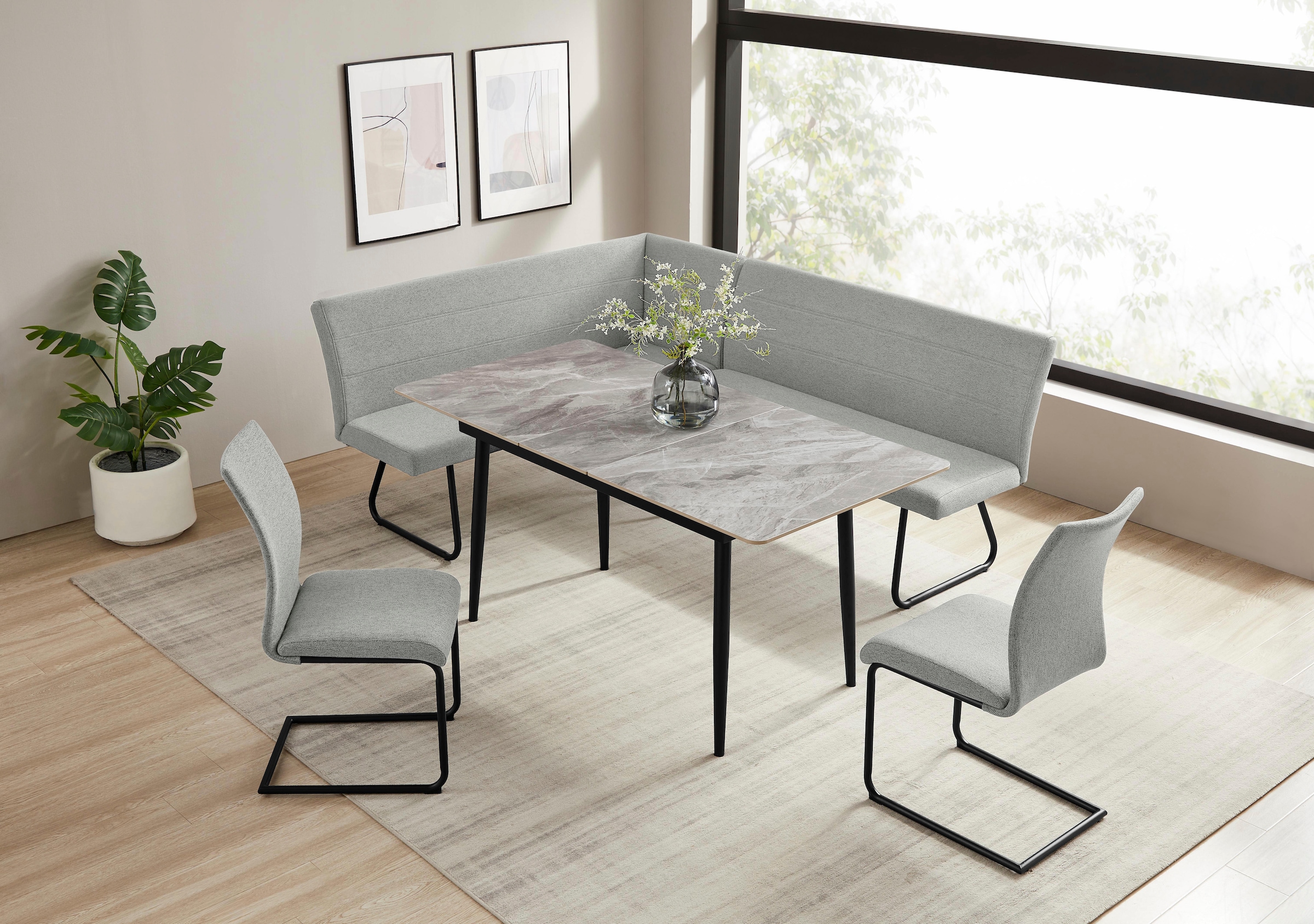 OTTO home Eckbankgruppe "Stevian" Set, 1 ausziehbarer Esstisch + 1 Eckbank günstig online kaufen