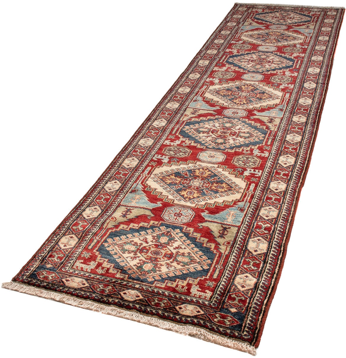 morgenland Orientteppich "Ziegler - Kazak - 300 x 76 cm - dunkelrot", rechteckig, 6 mm Höhe, Wohnzimmer, Handgeknüpft, E