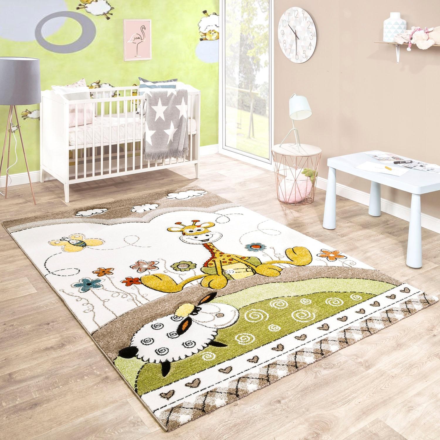 Paco Home Kinderteppich »Cosmo 212«, rechteckig, 3D-Design, niedliches Motiv Tiere, Kinderzimmer