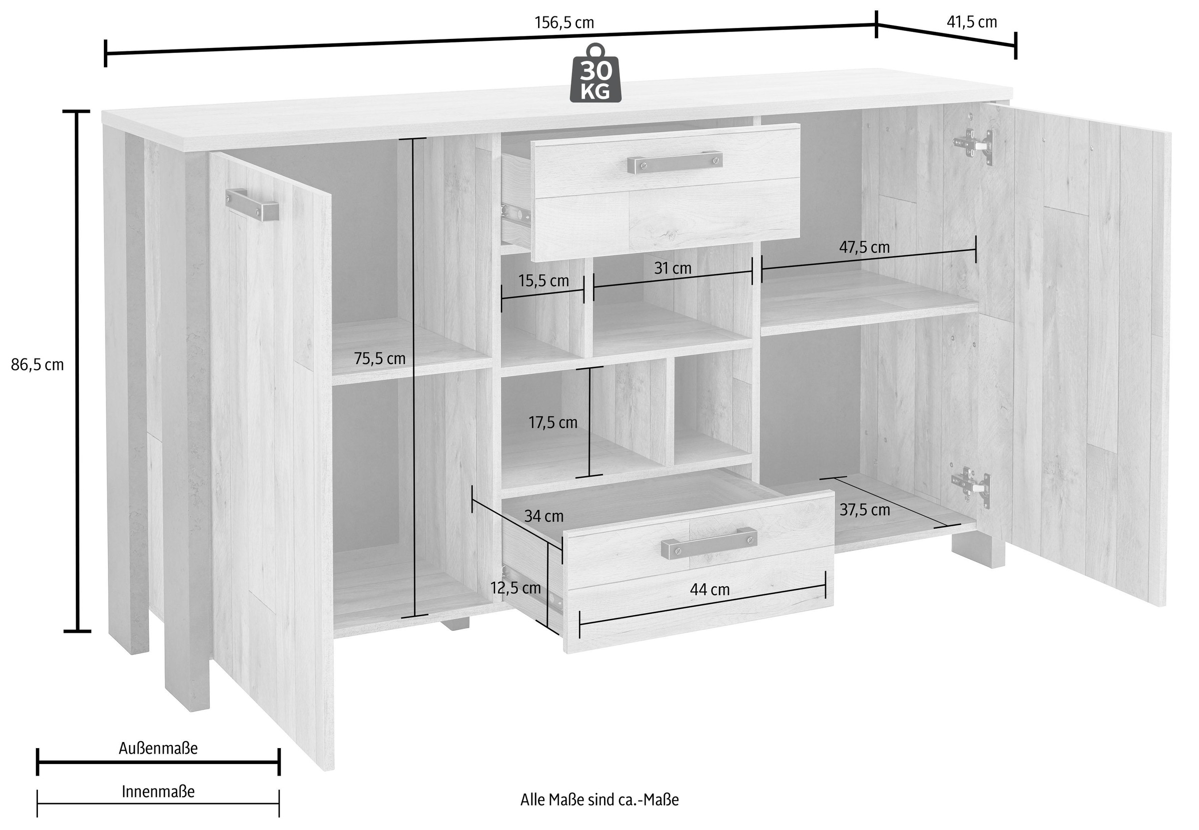 FORTE Sideboard »Clif«, Breite 156 cm
