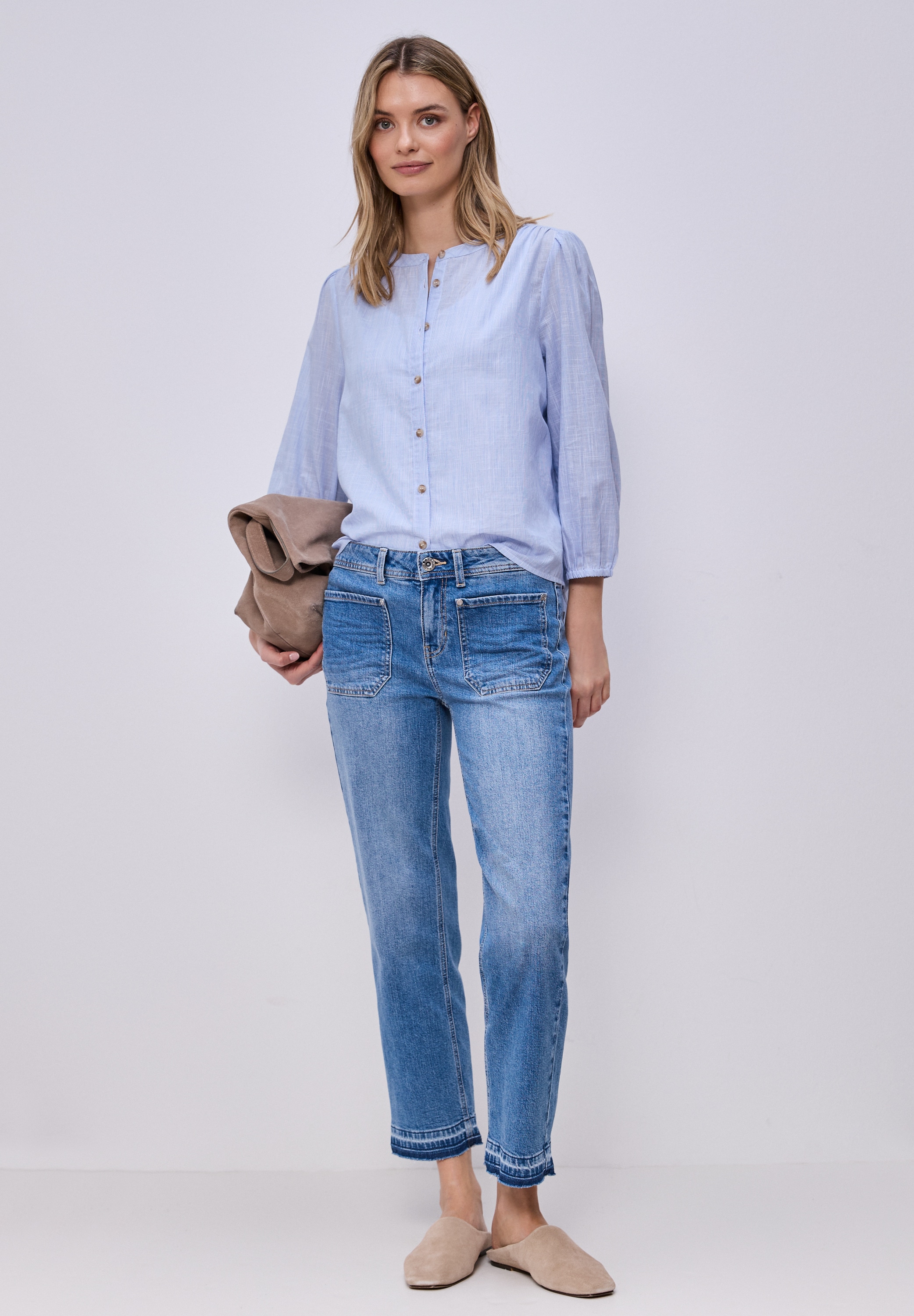 STREET ONE Langarmbluse aus reiner Baumwolle