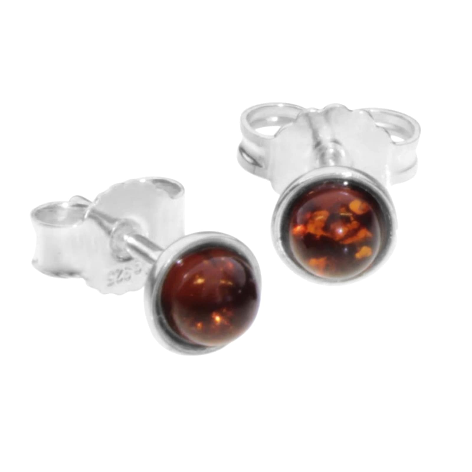 Paar Ohrstecker OSTSEE-SCHMUCK "- Classic 4 mm - Silber 925/000 - Bernstein" Gr. 5, silber (silber 925, silberfarben, weiß), Ohrringe, Damen, Silber 925 (Sterlingsilber)