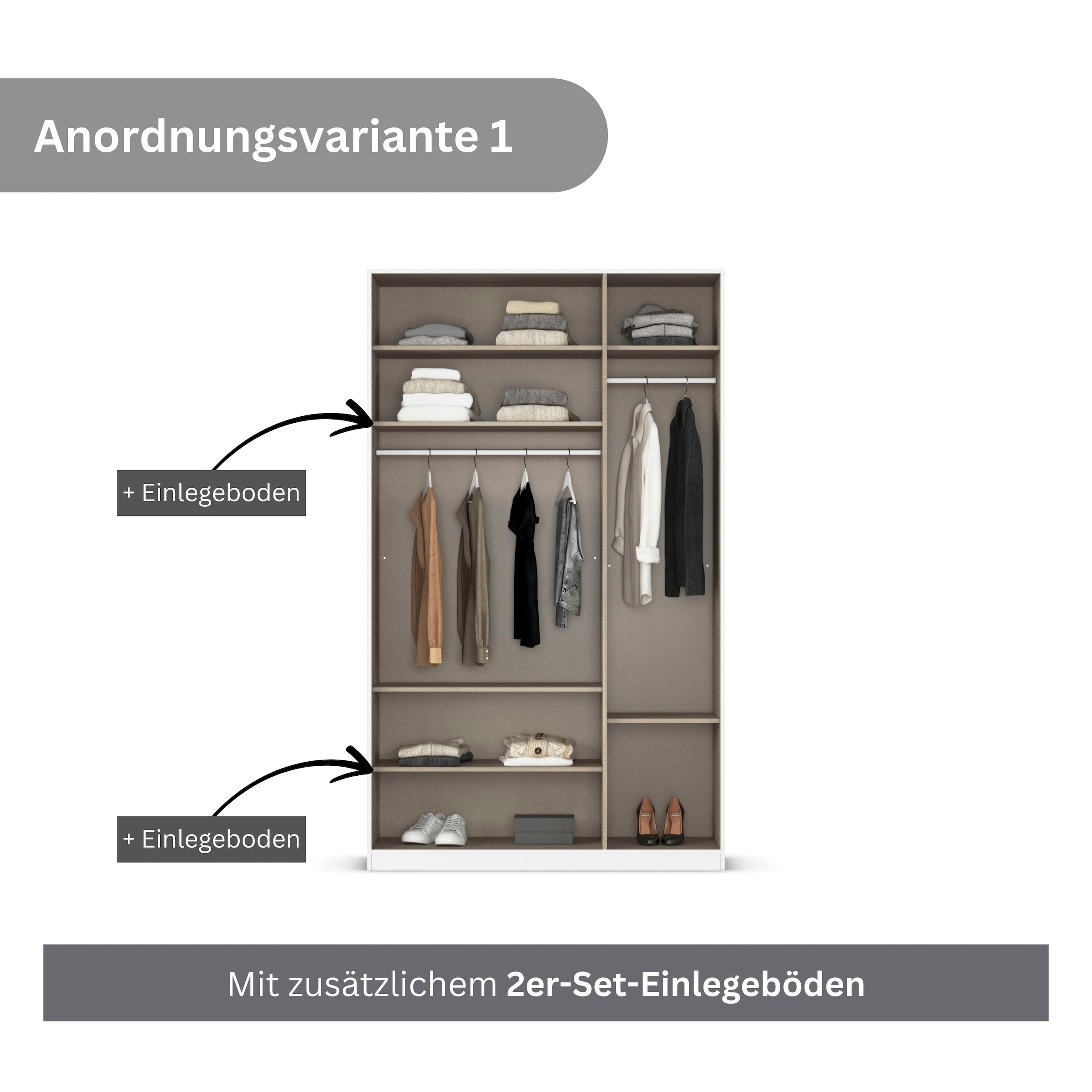 rauch Drehtürenschrank »Kleiderschrank Schrank Garderobe AGORDO mit Dekor- oder Hochglanzfront«, (in zwei Griff-Farben), durchdachte Innenausstattung, in 6 Breiten und 2 Höhen MADE IN GERMANY