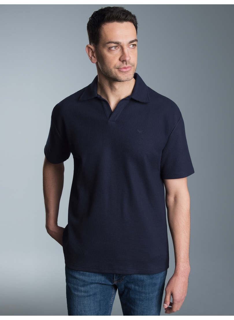 Trigema "TRIGEMA Oversized Poloshirt ohne Knopfleiste in Waffeloptik" 1 Stk.