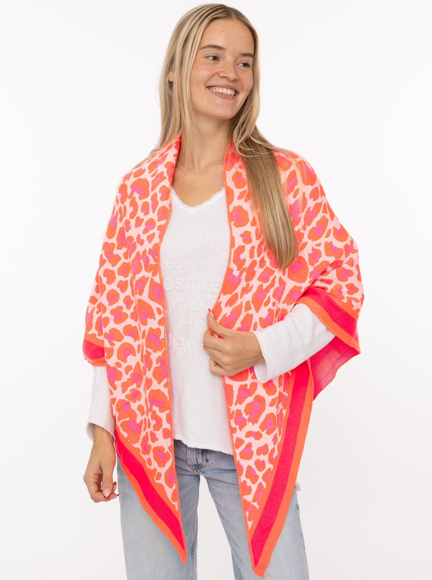 Zwillingsherz Dreieckstuch ""Leo-Rand"" Leopardmuster, Strick, wärmend günstig online kaufen