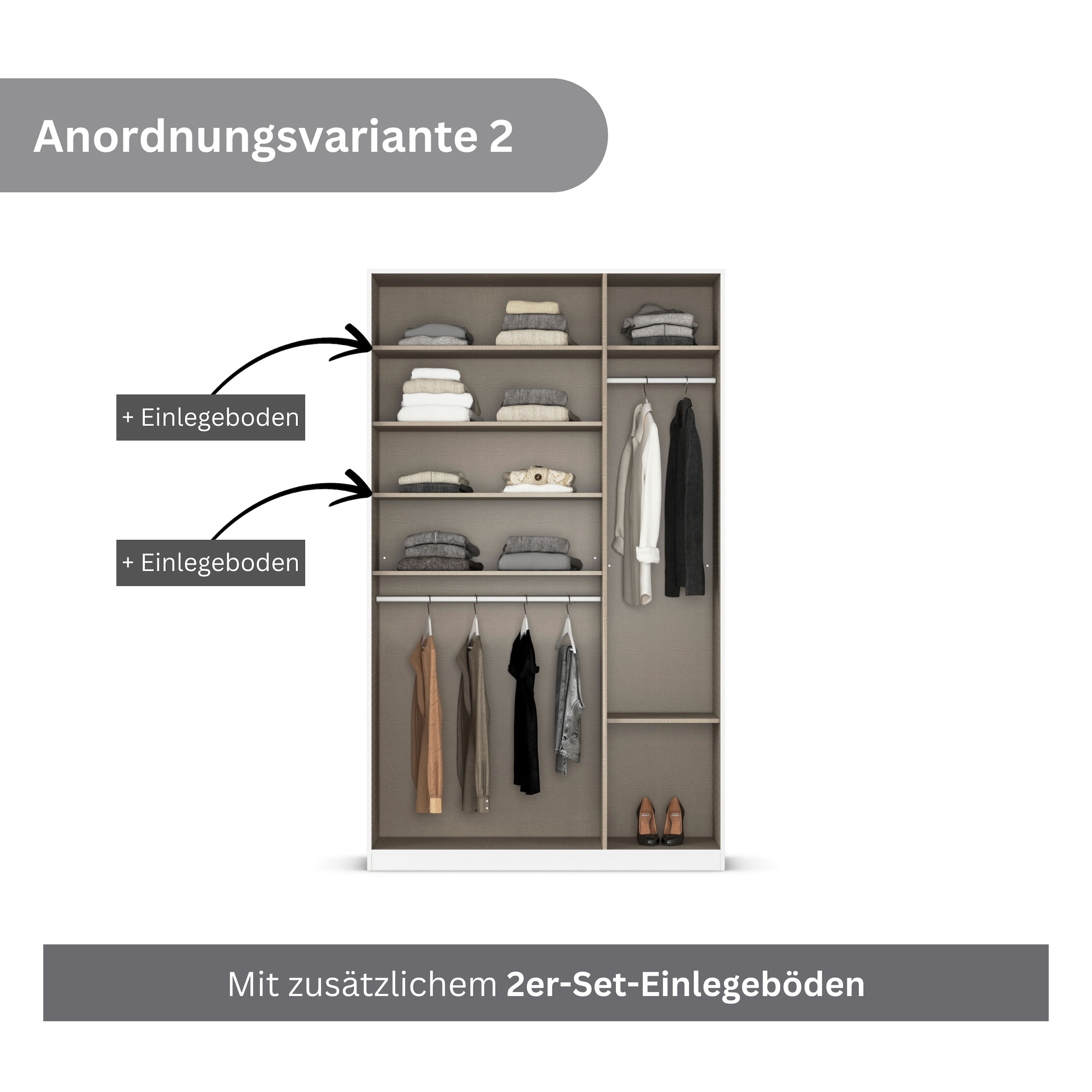 rauch Drehtürenschrank »Kleiderschrank Schrank Garderobe AGORDO TOPSELLER Schlafzimmer«, (in zwei Griff-Farben mit Dekor- oder Hochglanzfront), durchdachte Innenausstattung, in 6 Breiten und 2 Höhen MADE IN GERMANY